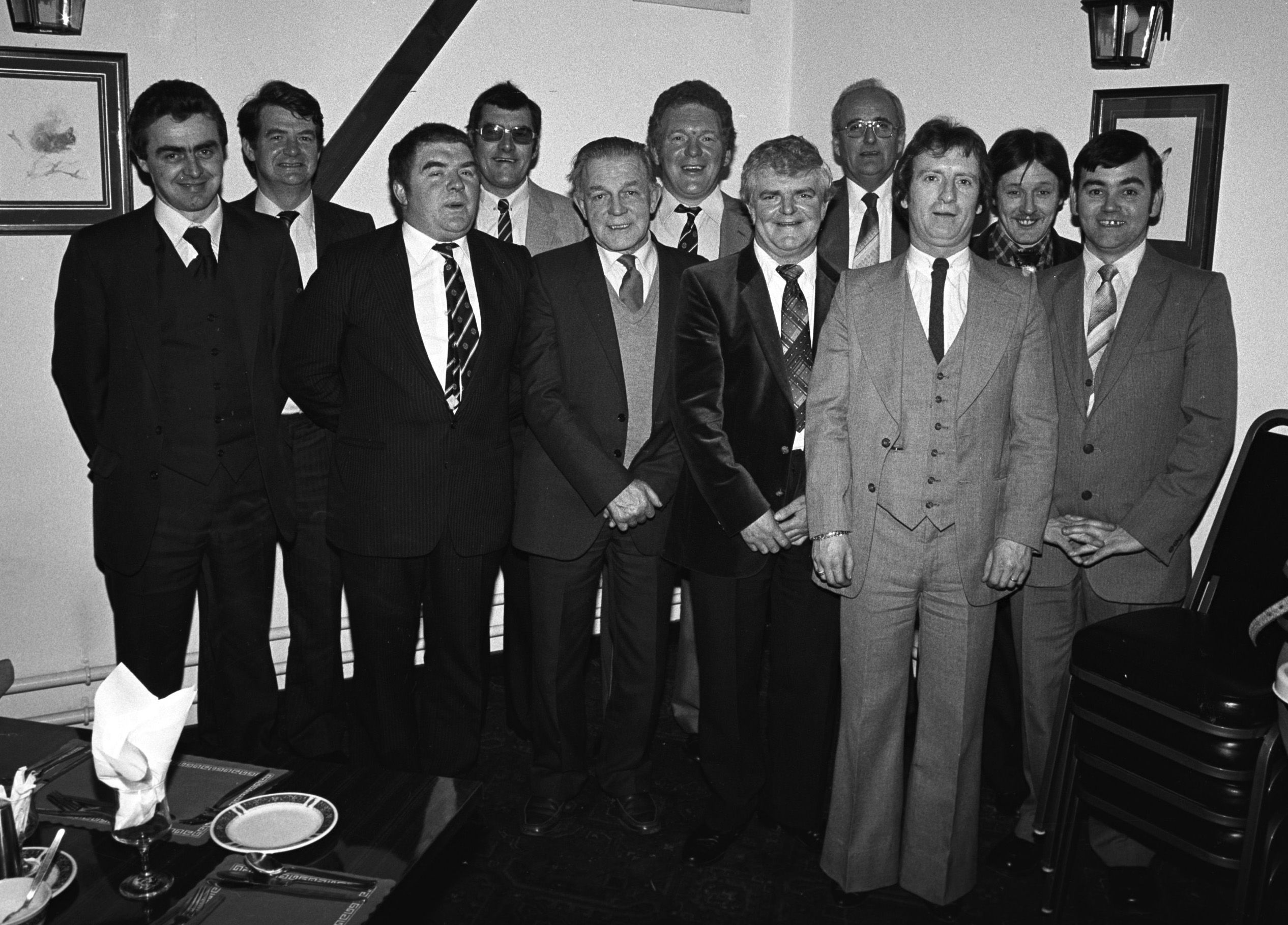 Committee and guests, Hugh McPoland, Con Grego, Joe McGuigan, John Coyle, Michael Dwyer and Michael Dobbin at Sarsfield's GAC annual presentations