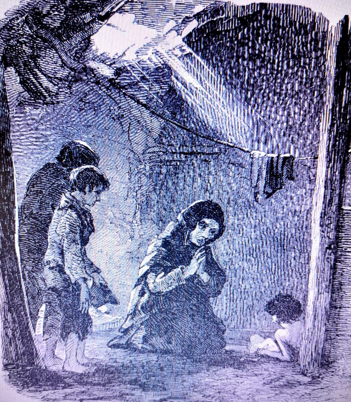 Mother praying before her dying child, West Ireland, 1847, Illustrated London News