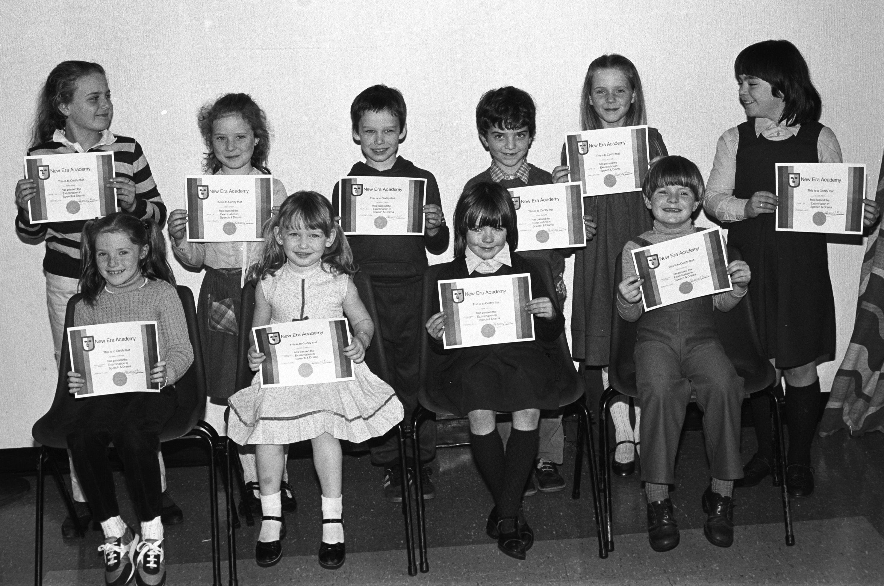 Speech and Drama awards to E Costello's pupils Tara Green, Kerry Green, George O'Neill, Conor McCrory, Kelly McCrory, Claire Beggs, Michelle Doherty, Caoire O'Neill, Orla Beggs and John McCrory