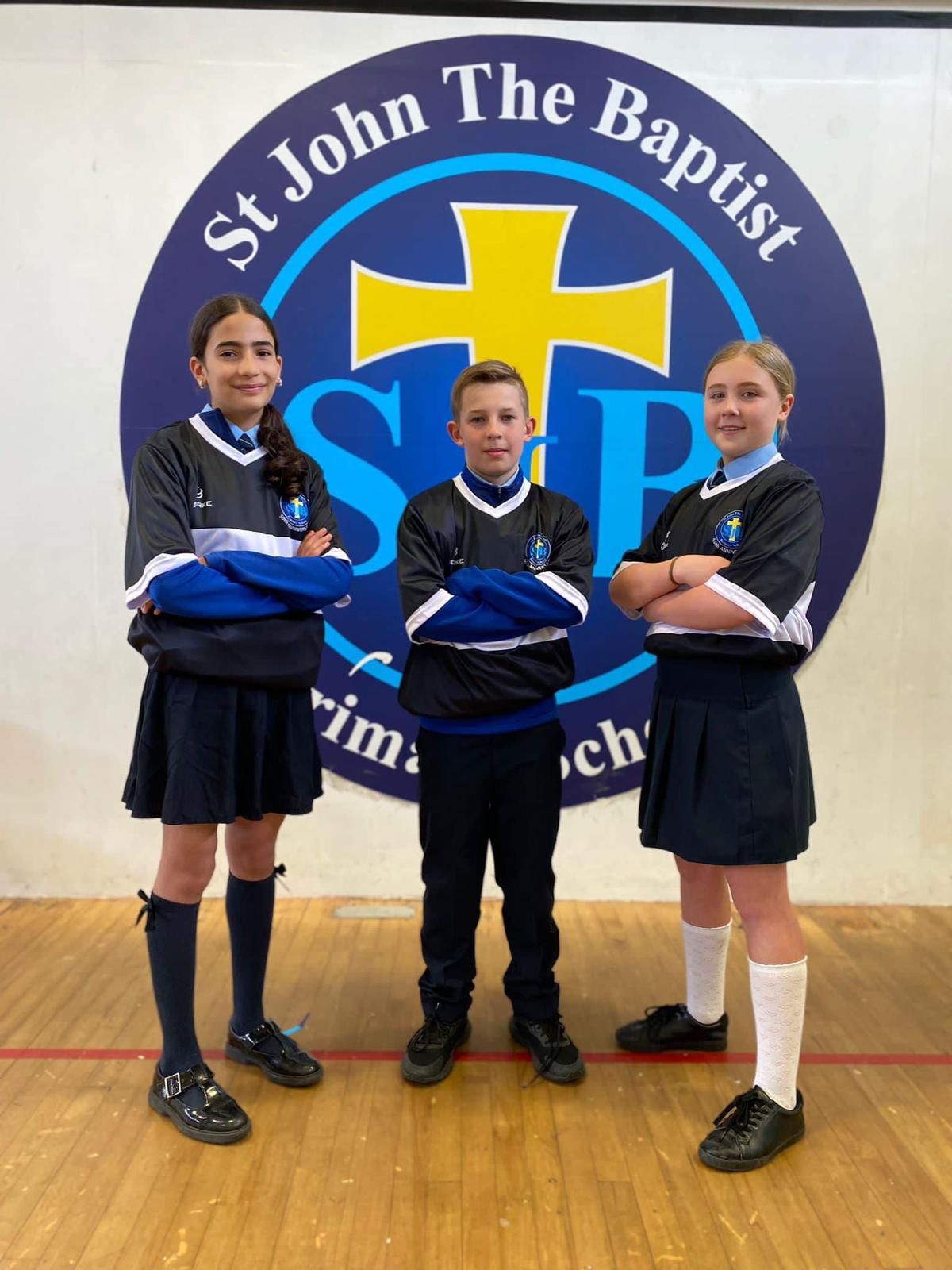 St John the Baptist PS pupils Lareen Soda, Keevan Murray and Caragh Flynn