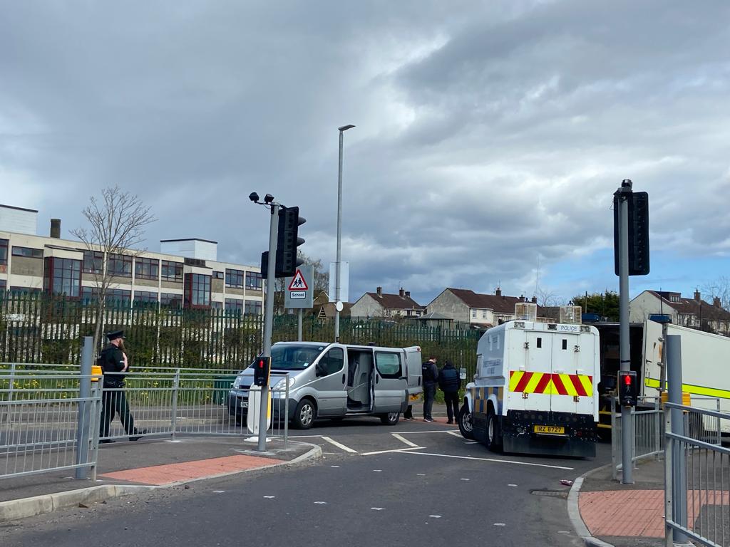 The security operation outside the school this afternoon