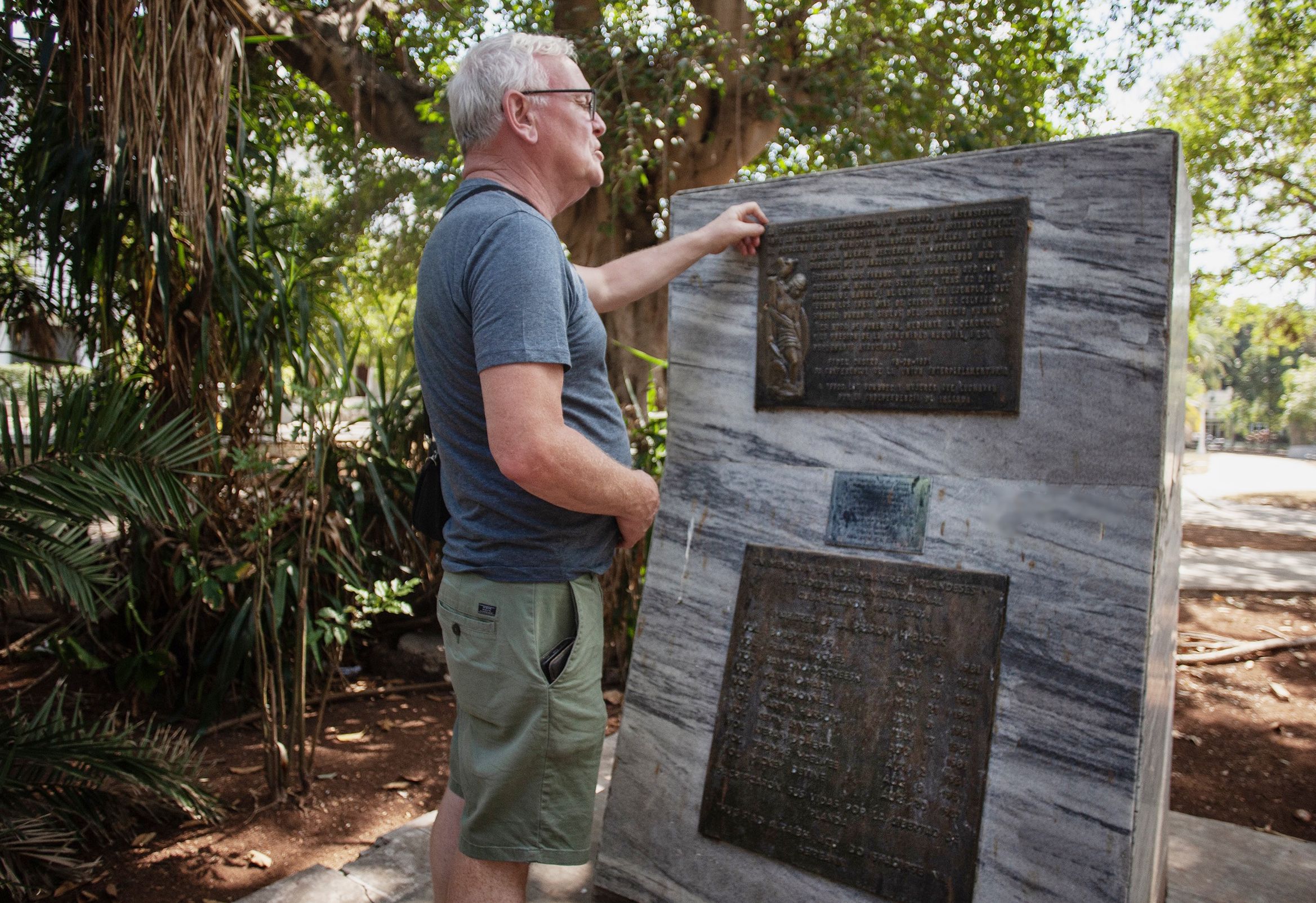 Jake reading from the memorial dedicated to the hunger-strikers