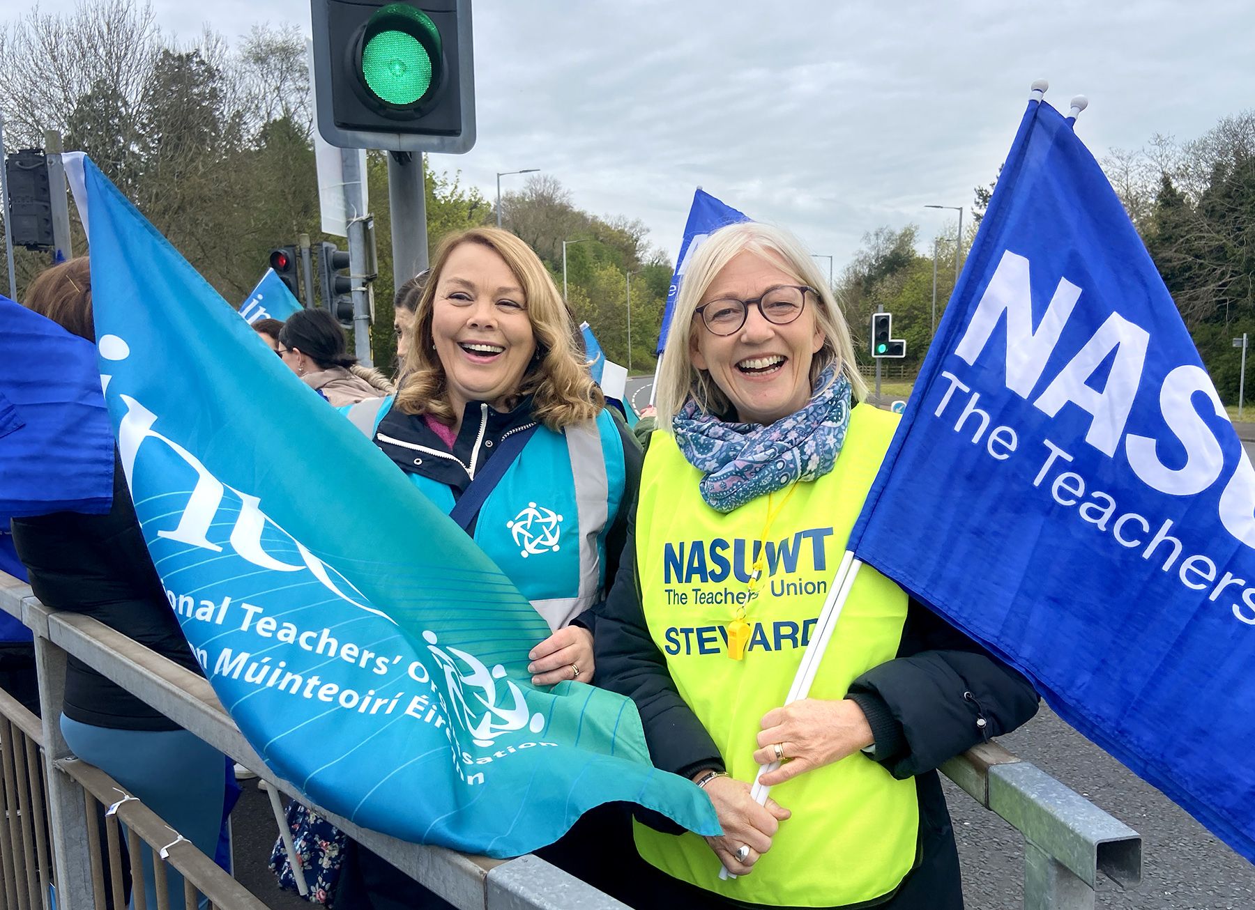 STRIKE: Bronagh Mallon of INTO and Catriona Mullan of NASUWT outside St Anne's PS & Rathmore Grammar STRIKE: Bronagh Mallon of INTO and Catriona Mullan of NASUWT outside St Anne's PS & Rathmore Grammar