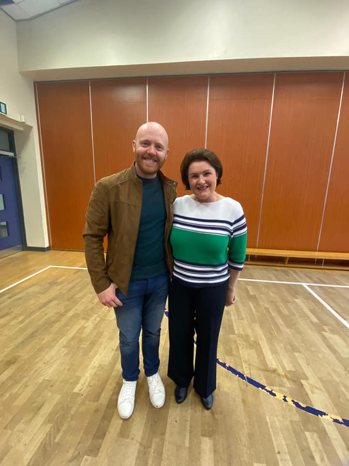 REUINTED: Barra and his teacher from St Gall's, Mrs Walsh