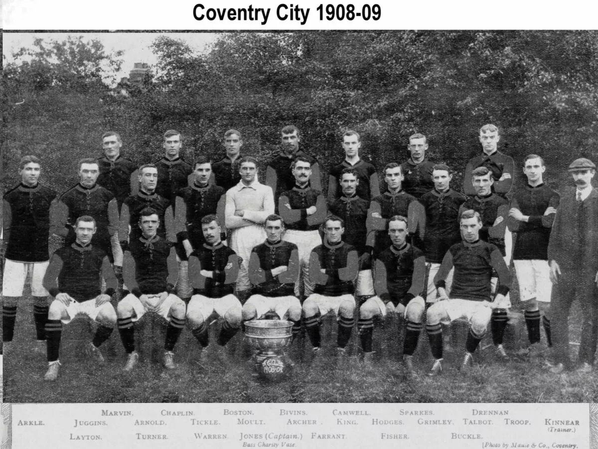 COVENTRY: Harry Buckle (bottom right) when he played for Coventry in 1908-1909 COVENTRY: Harry Buckle (bottom right) when he played for Coventry in 1908-1909
