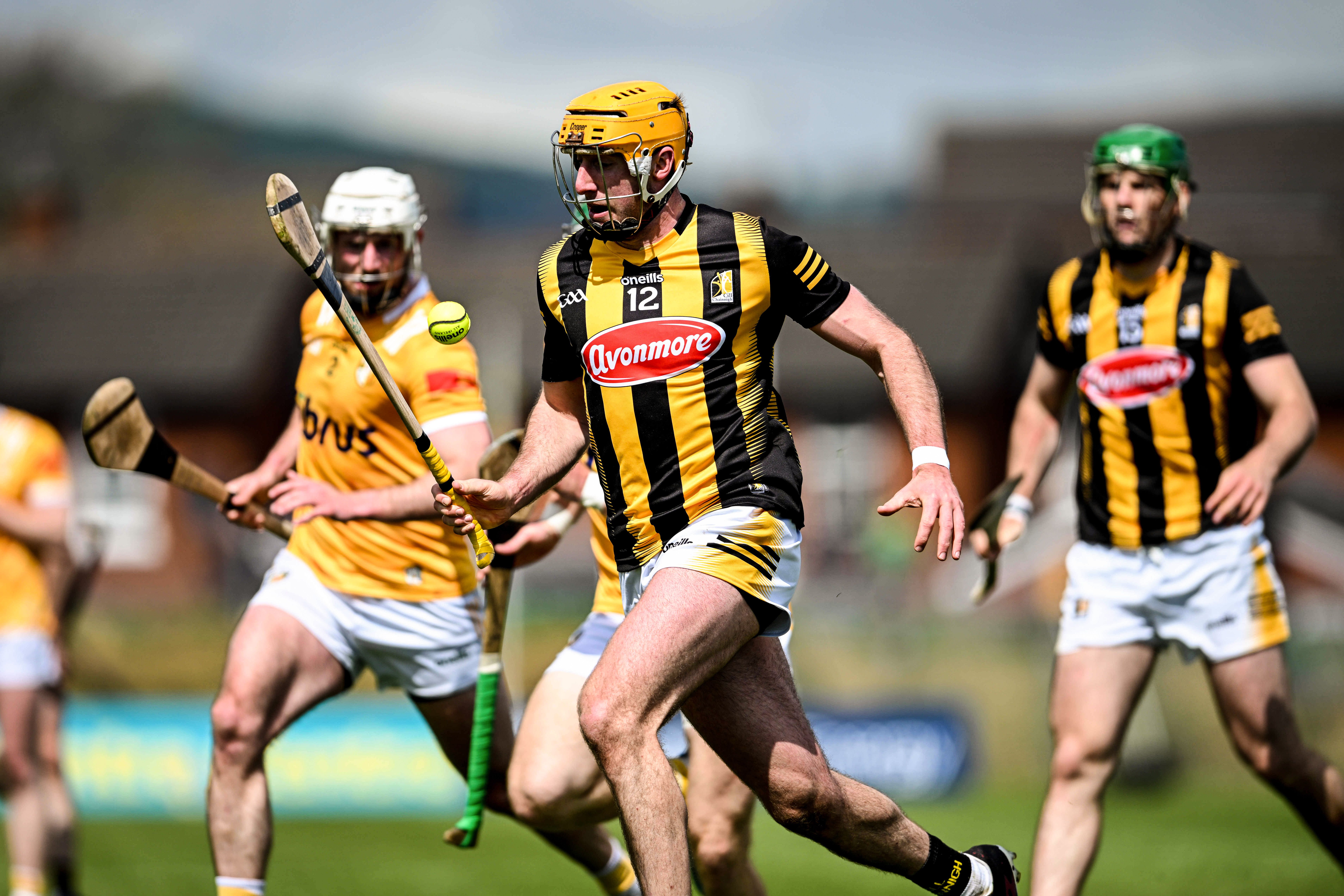 Billy Ryan runs at the Antrim defence