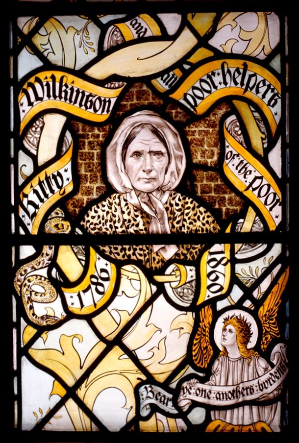 Famous stained glass window of 'Noble Women' portraying Kitty Wilkinson in the Lady Chapel in Liverpool Cathedral, (Creative Commons Licence)
