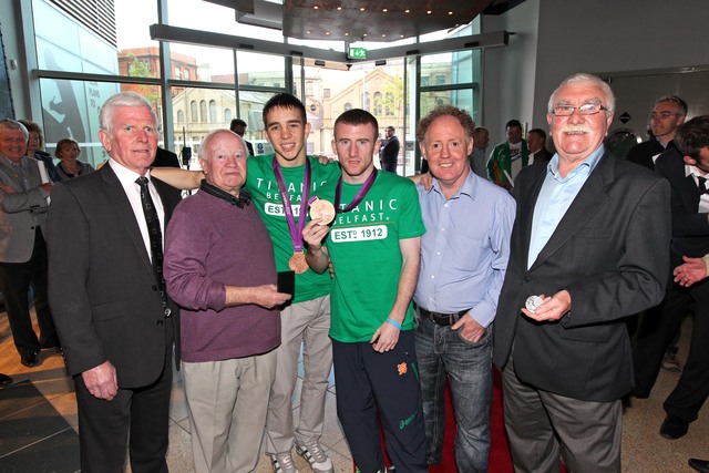 Jim McCourt (left) with fellow Olympic Games' medal winners: Freddie Gilroy, Michael Conlan, Paddy Barnes, Hugh Russell and John McNally in 2012