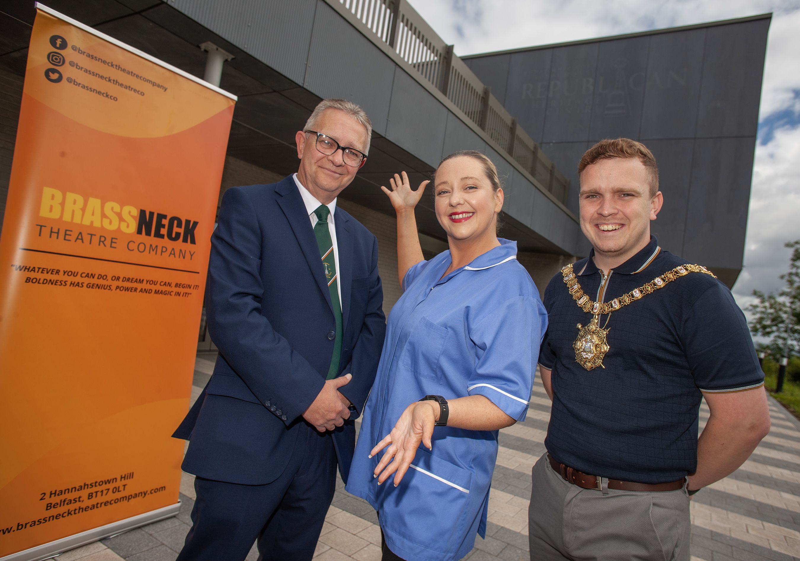 David McGivern (Director of the Roddy McCorley Heritage Centre), Actor Caroline Curran and Lord Mayor Ryan Murphy 