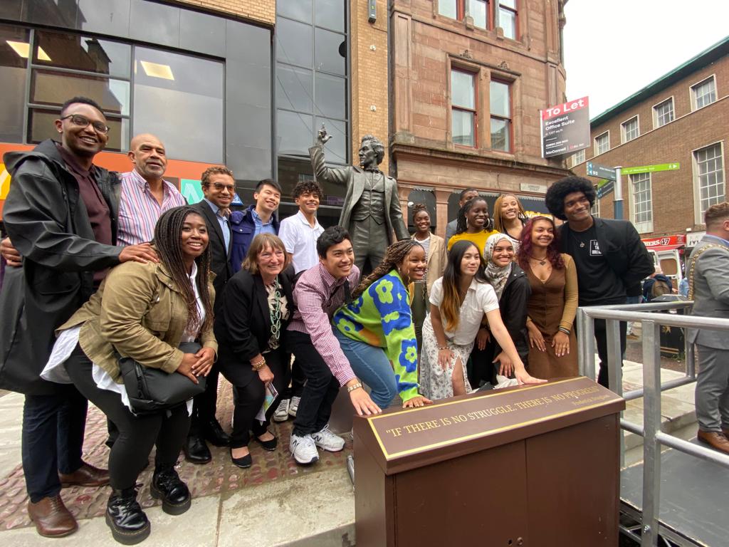 FIRST FOR BELFAST: Frederick Douglass Scholars from the US attending the unveiling of Frederick Douglass statue