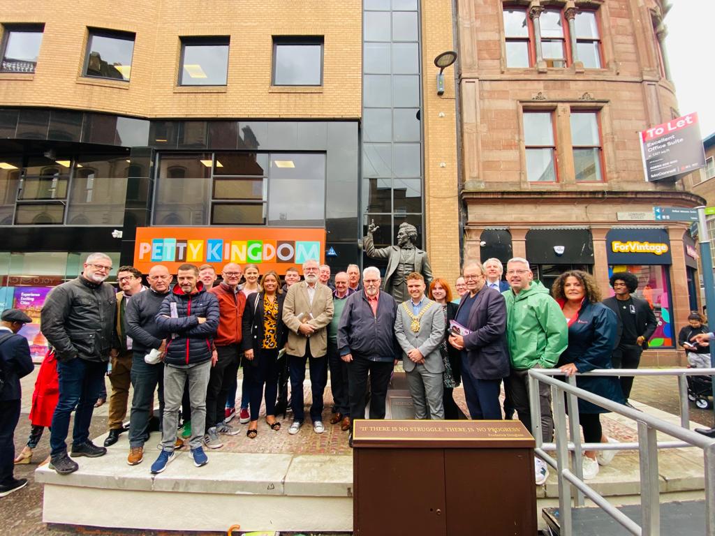 STATUESEQUE: Sinn Féin representatives, past and present, who supported the campaign to honour Frederick Douglass in Belfast