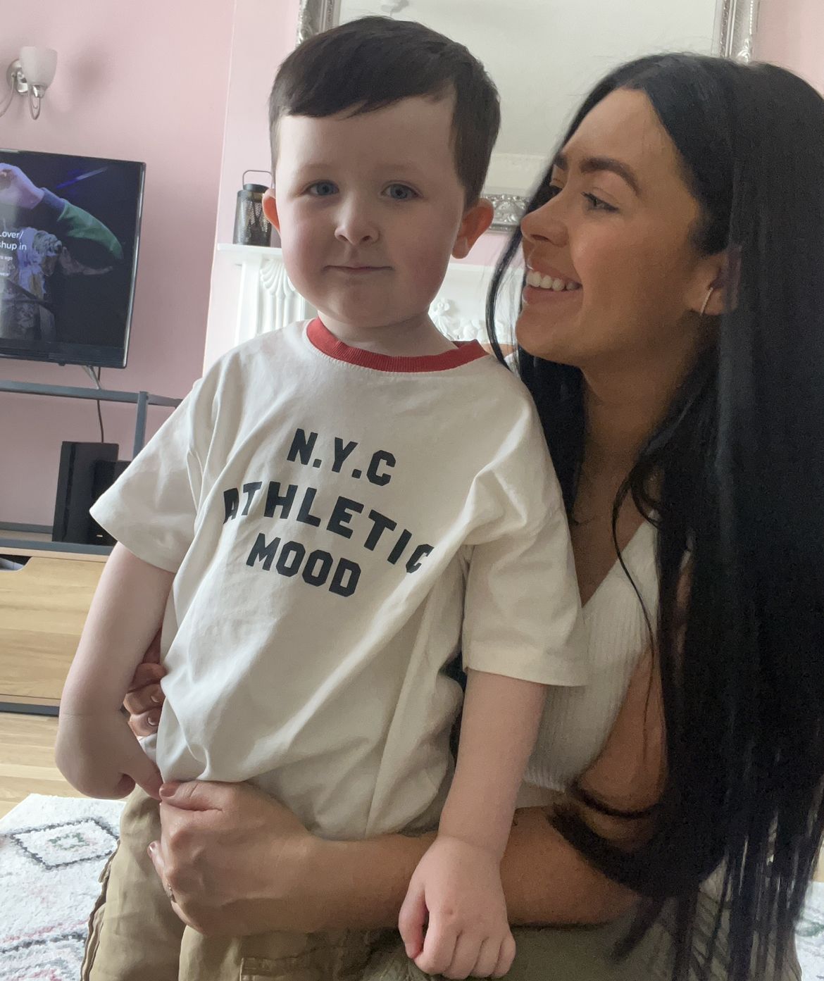 WAITING: Rachel McCullough and her son Rossa