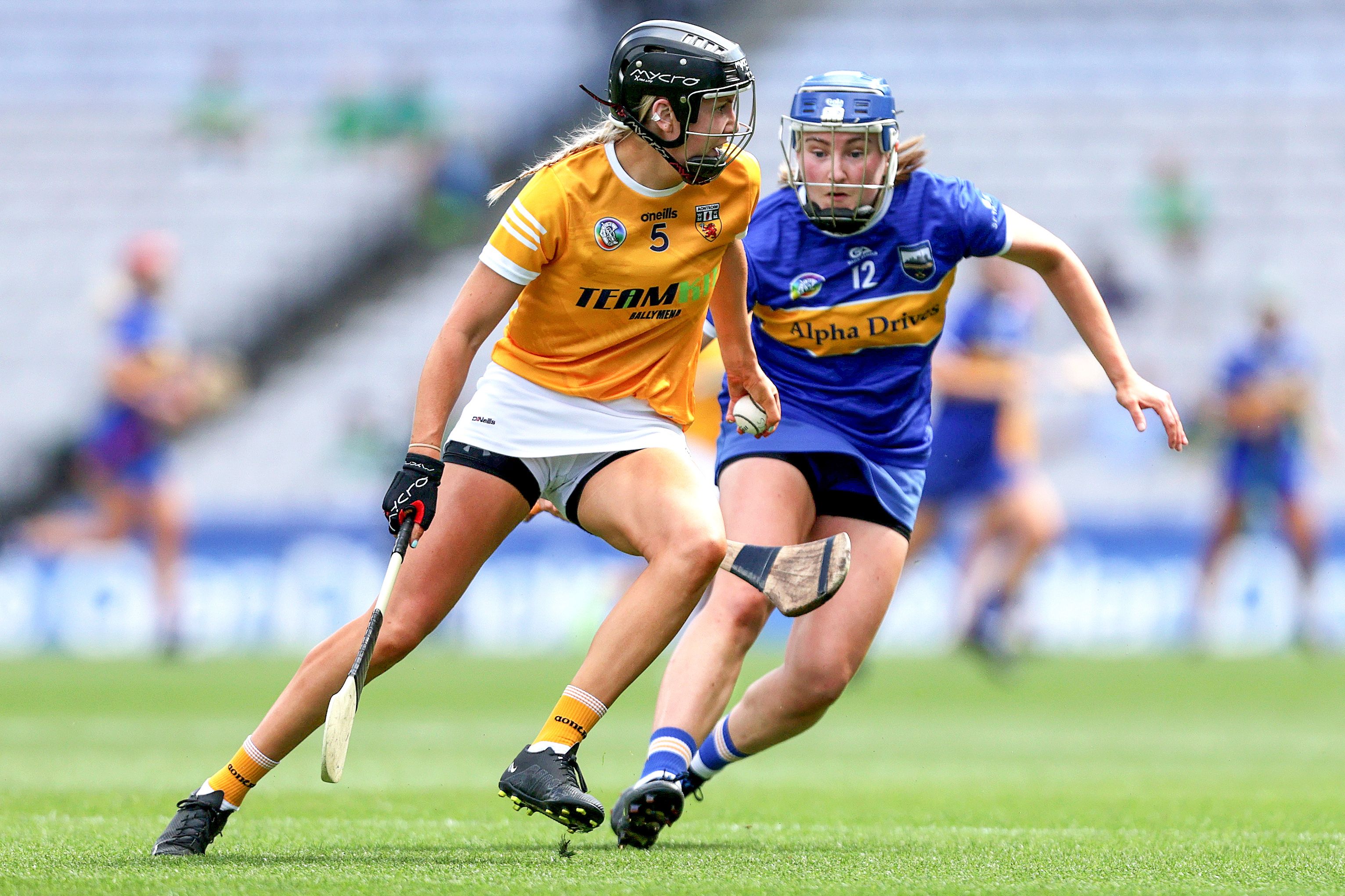 Niamh Donnelly looks for a pass with Eimear McGrath for company