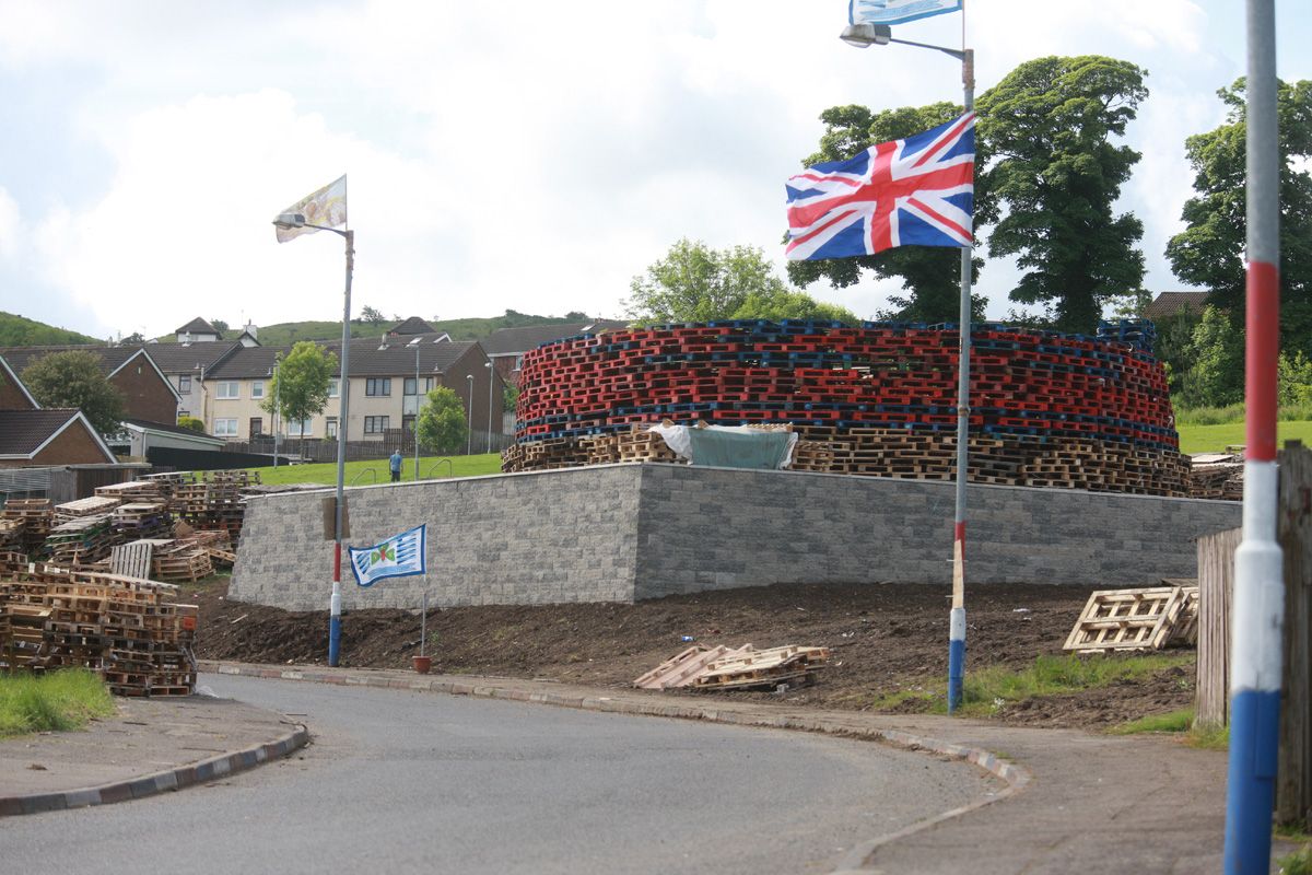BACKWARD-LOOKING: Building a bonfire in Newtownabbey