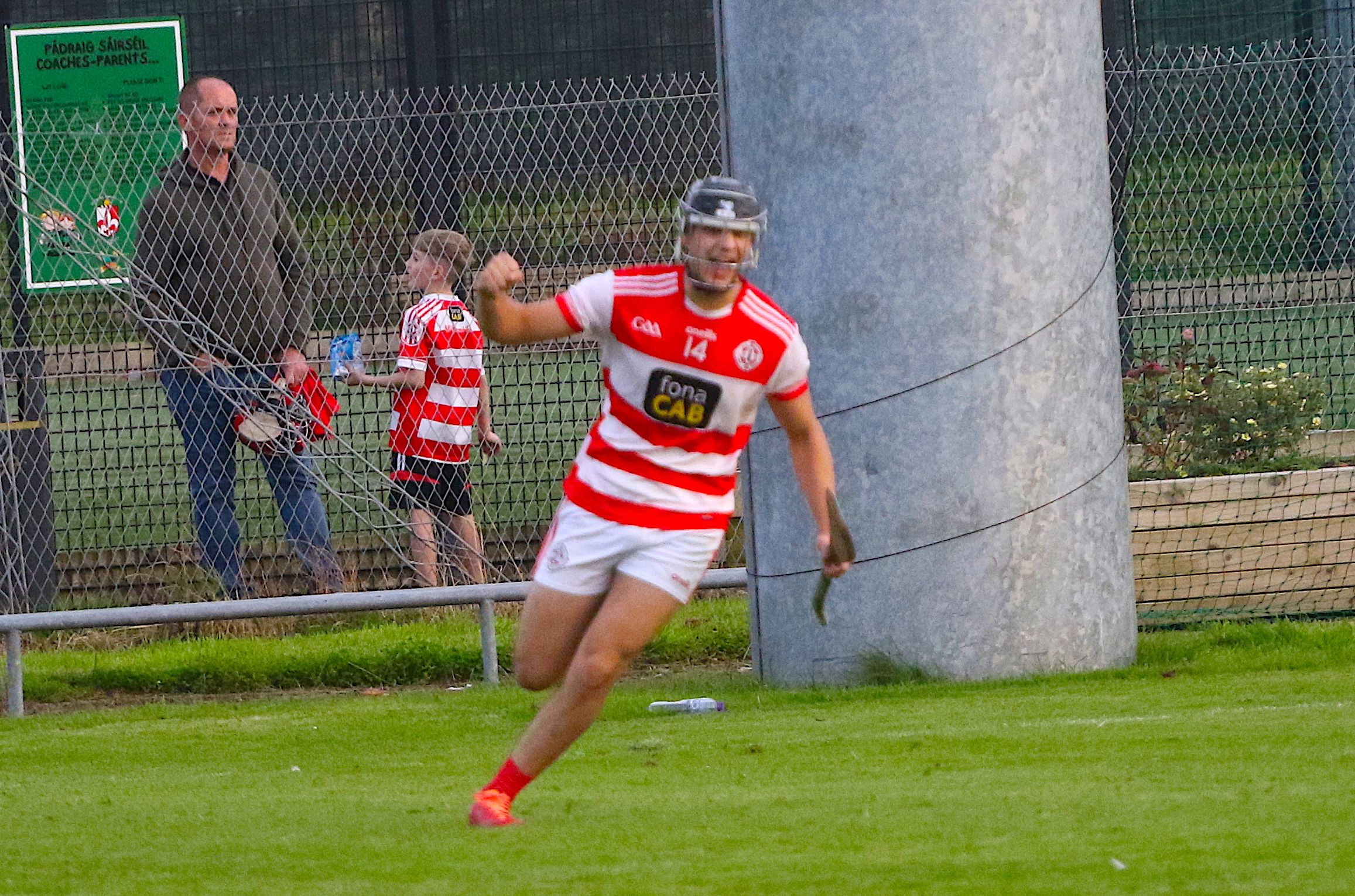 Lorcan Phillips celebrates scoring the first goal of the game