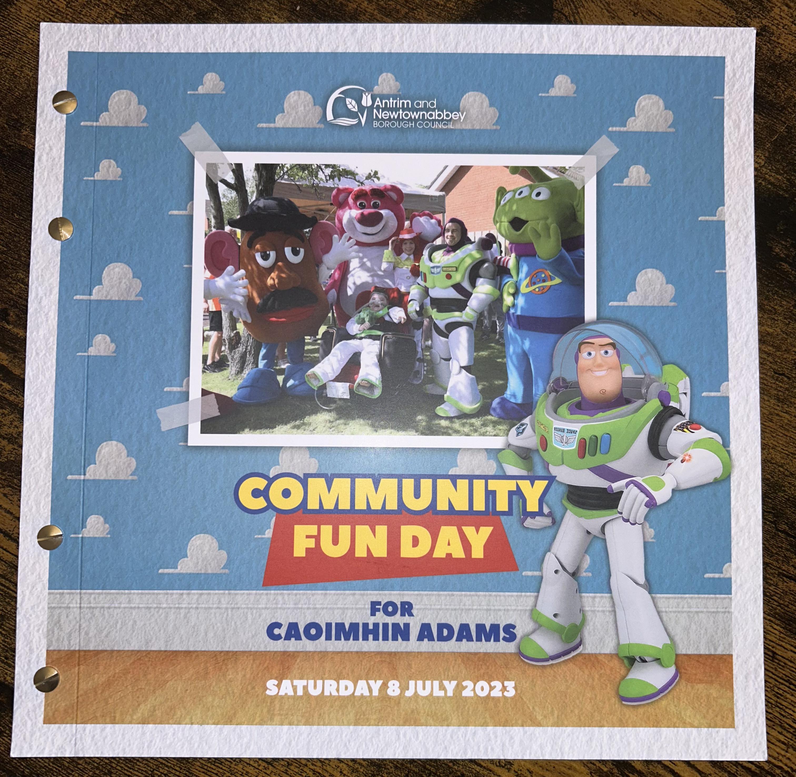 A book of Caoimhín's fun day just before he passed away was presented to the family by Antrim and Newtownabbey Council