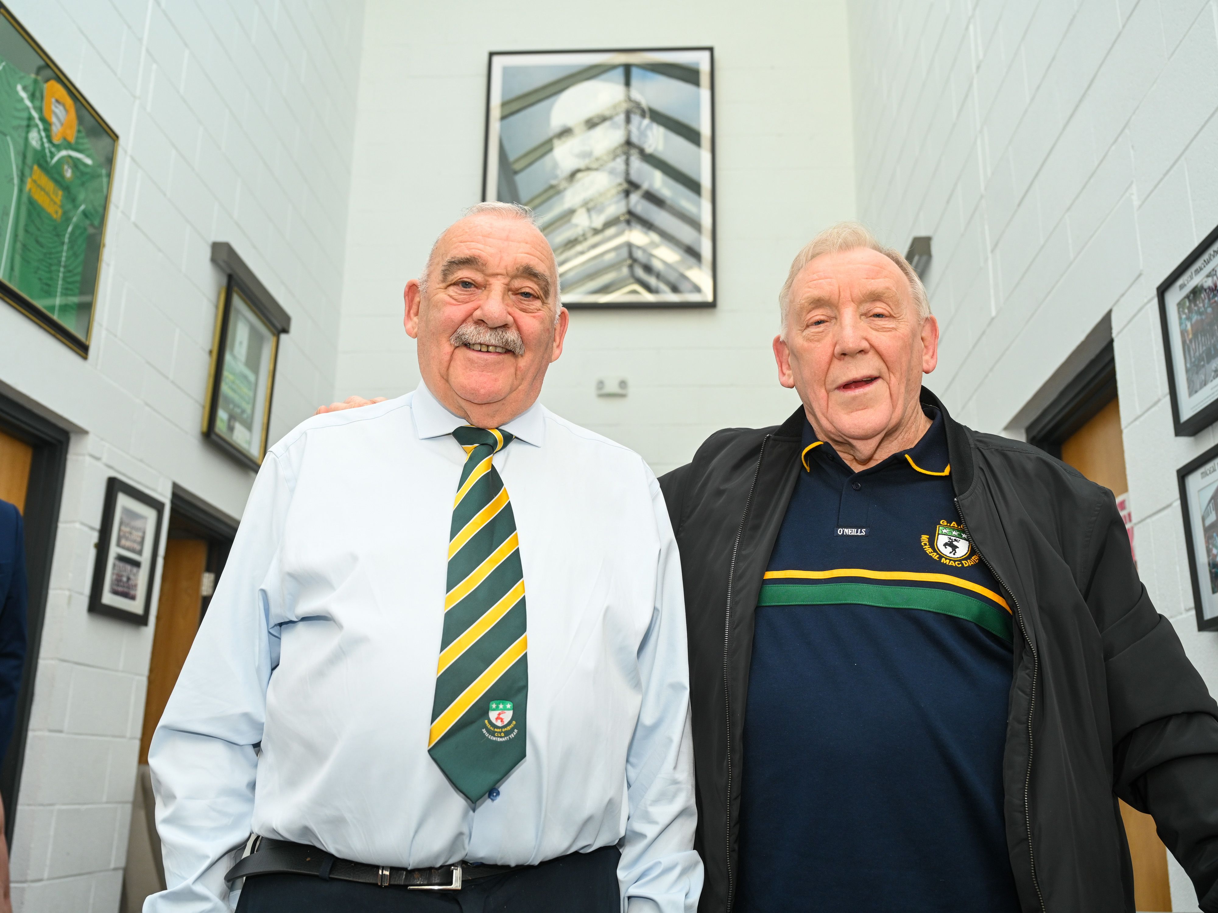 PORTRAIT: Tommy and Bobby Shaw at the unveiling of the Michael Davitt portrait (in background). The portrait is to be the centrepiece of the new museum. HISTORY: Tommy and Bobby Shaw at the unveiling of the Michael Davitt portrait