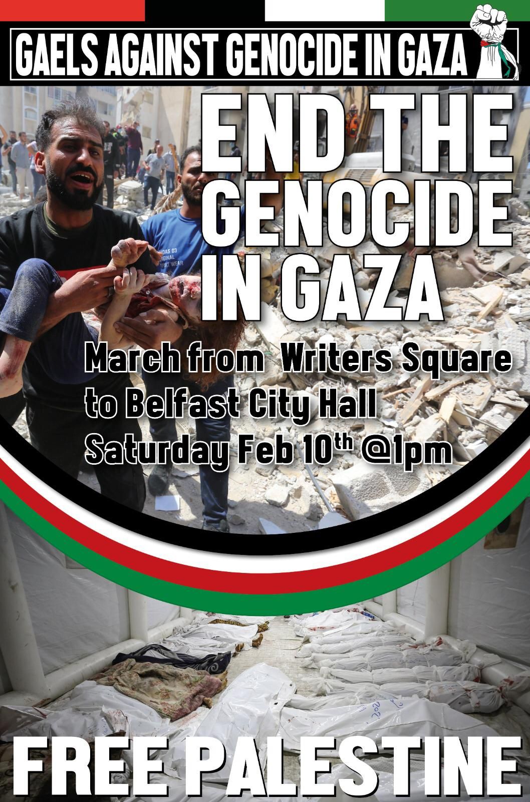 PALESTINE: Antrim Gaels Against Genocide in Gaza will hold a march for Palestine on 10 February