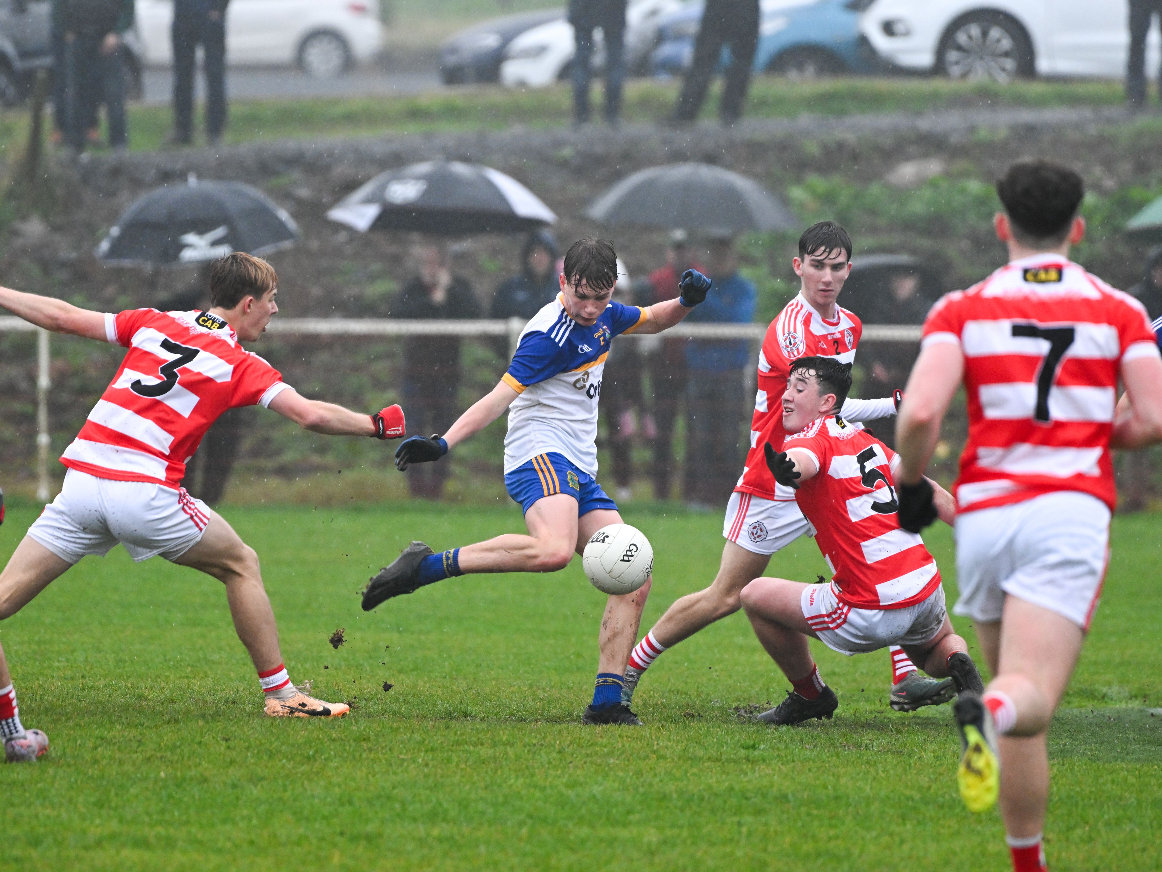 Joe Mulgrew lashes home the first goal for St Brigid's