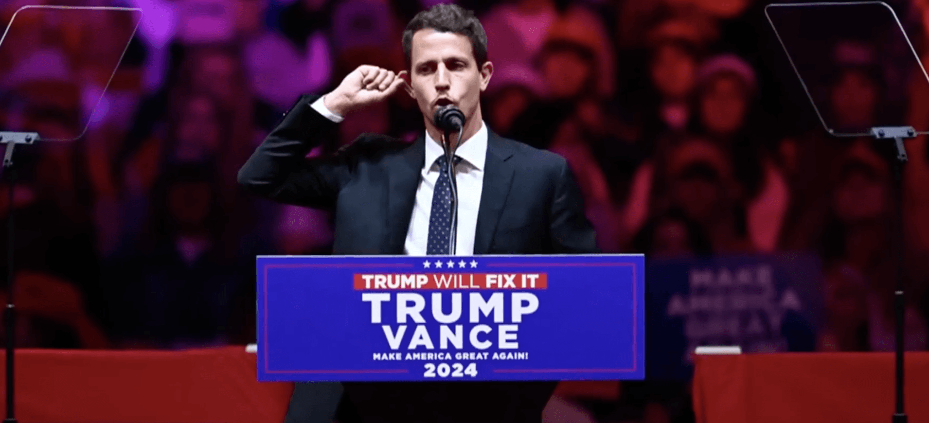 FUNNY FASCIST: Tony Hinchcliffe cracked a racist joke about Puerto Rico at Trump's NY rally