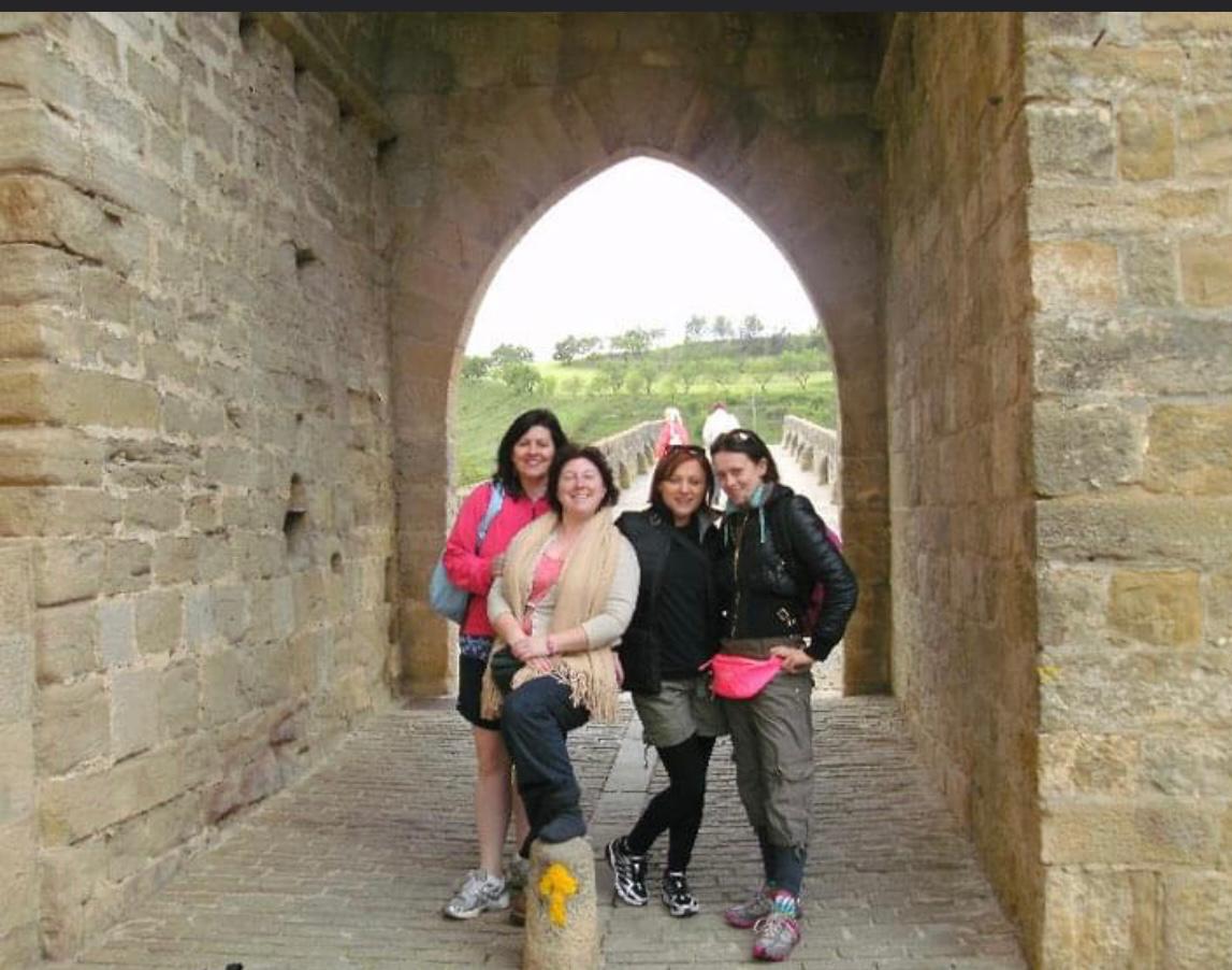 ON THE ROAD AGAIN: Barrack Birds on the Camino in 2010. Jo Egan is back left