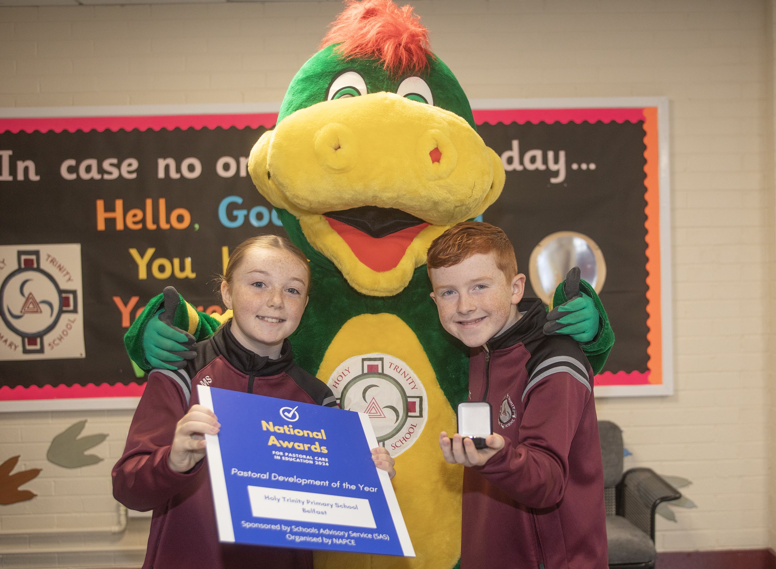 ONLINE: eSafetySaurus has been helping pupils such as Maisie Smith and Harry McArdle of Holy Trinity PS learn about online safety