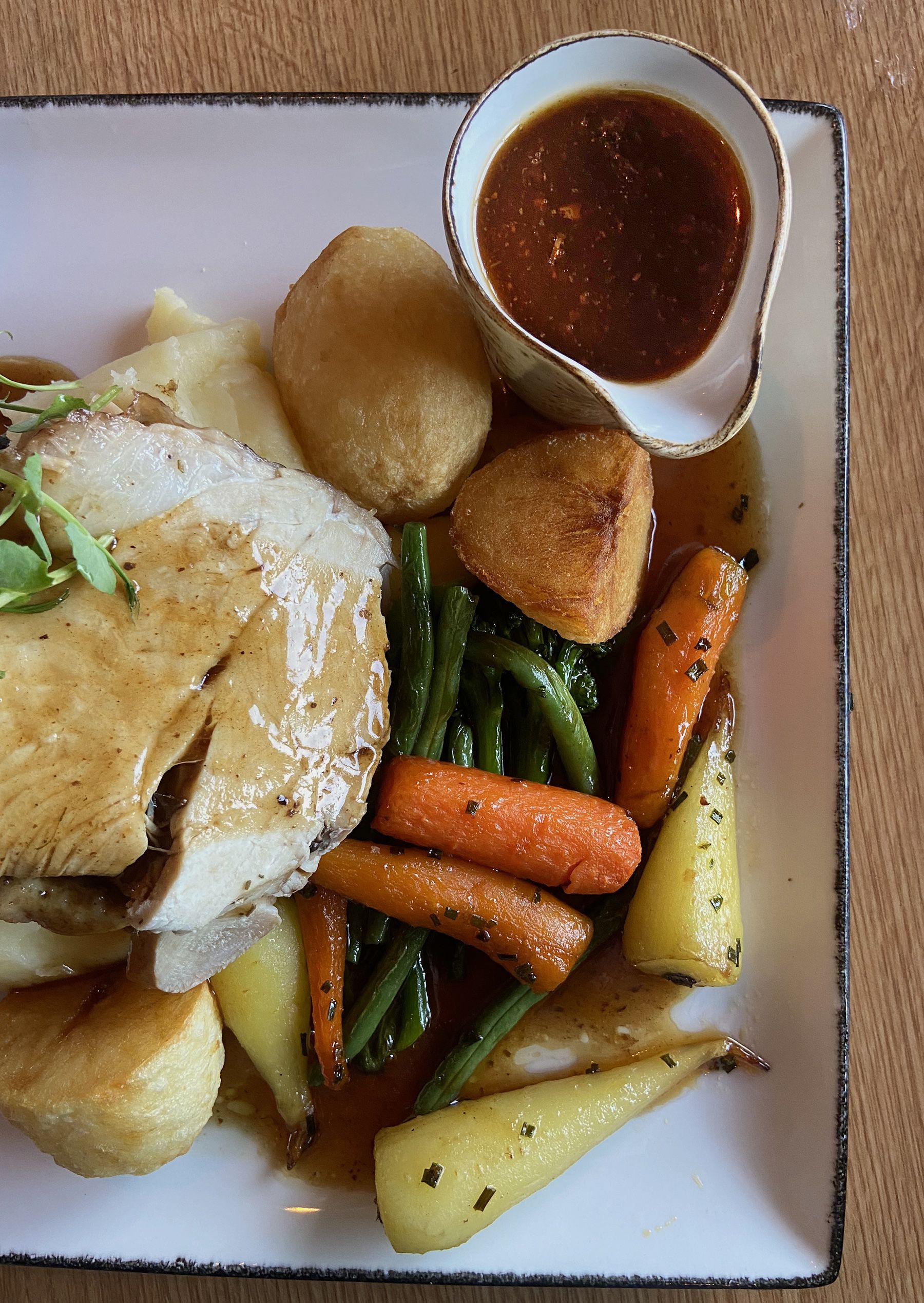 MAINS: The Turkey and Ham roast served with generous portions of mash and fresh veg