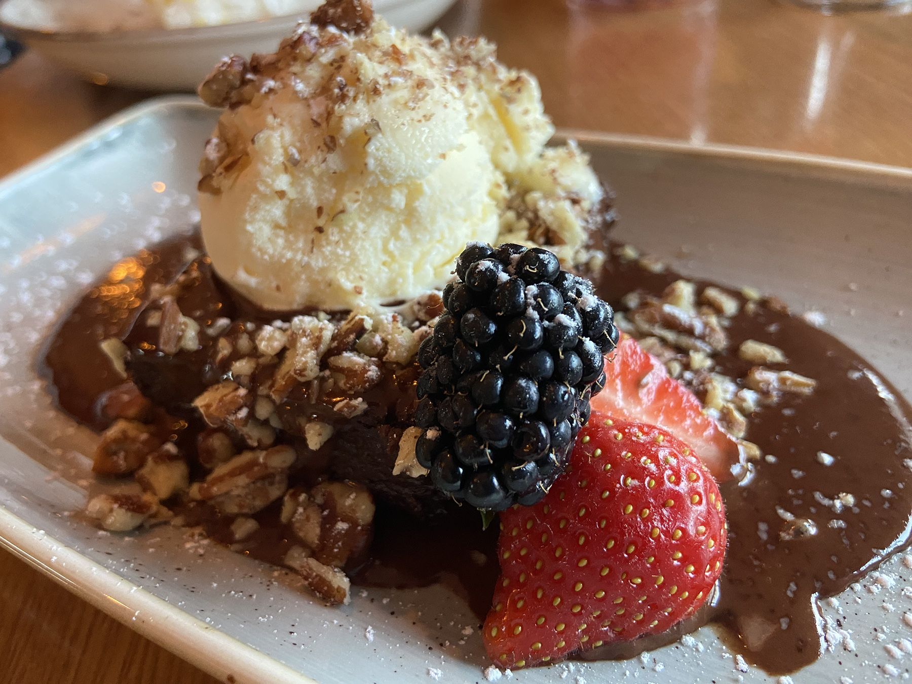 DESSERT: The Chocolate Brownie with walnuts and ice-cream was freshly made