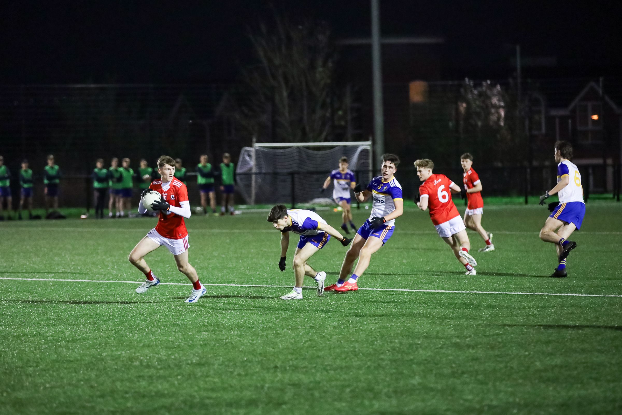 Magherafelt's Callum Leacock looks for a pass at Sportlann on Saturday 