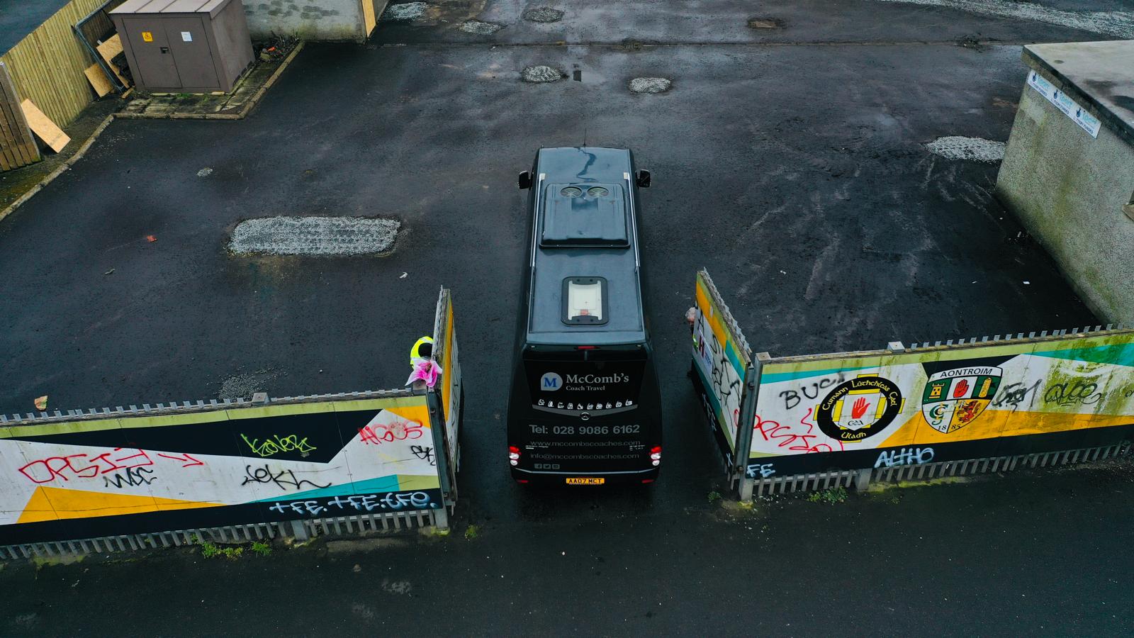 The delegation arriving at Casement Park