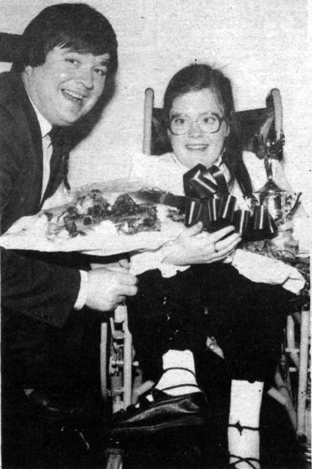 IN GOOD COMPANY: Anne Marie Donnelly was presented with a special award from St Paul’s chairman Liam McCartan as ‘Supporter of the Year’ back in March 1983