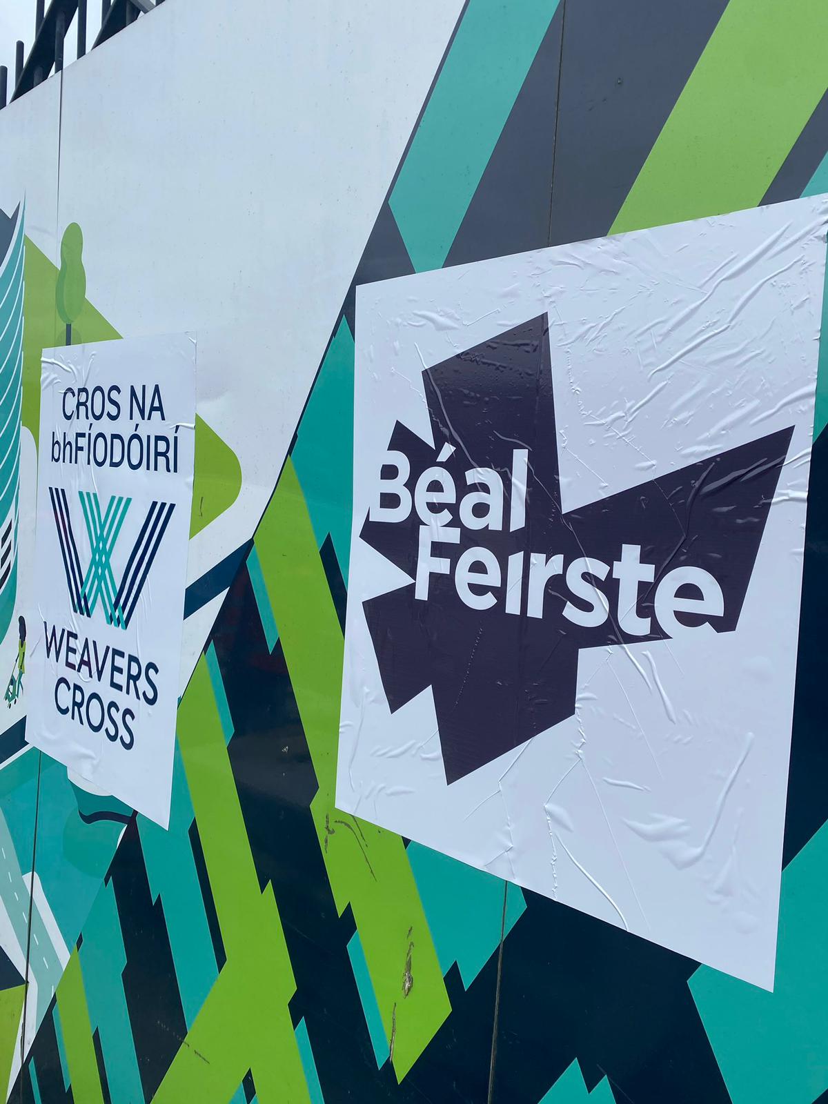 SIGNS: An Dream Dearg put up bilingual signage of their own outside the new transport hub