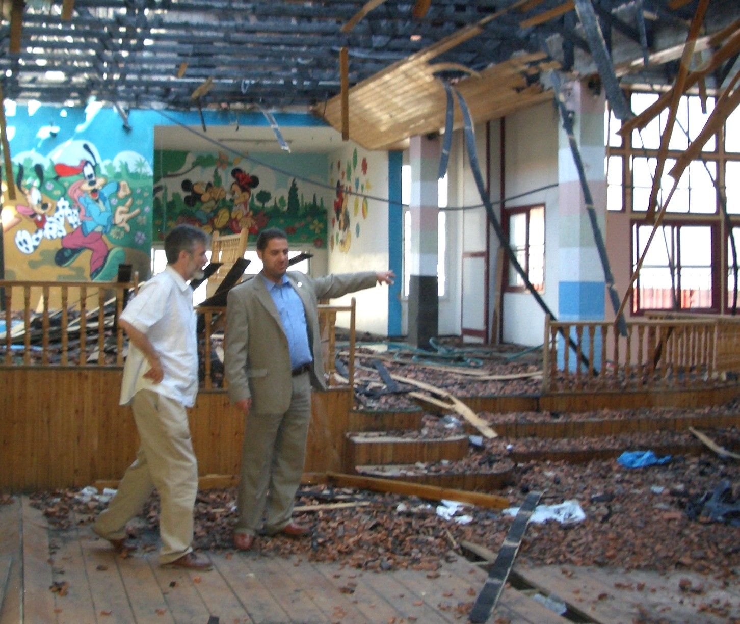 FLASHBACK: Gerry Adams visiting the Al Quds hospital in 2009 after it had been shelled by Israeli forces