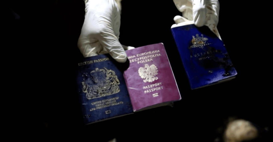 MASSACRE: Blood-soaked passports of three of the victims of Israel's attack on a WCK convoy