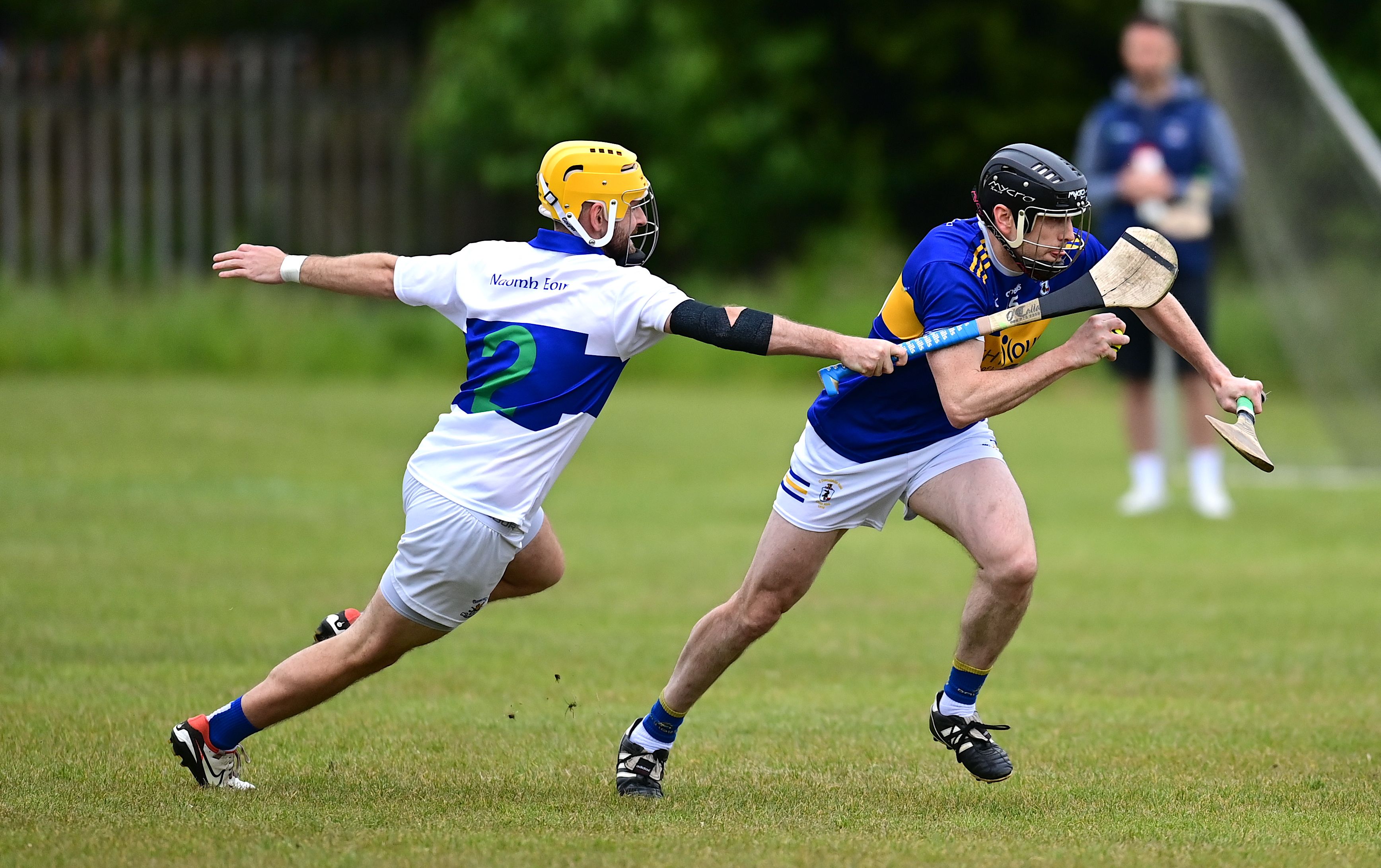 Michael Armstrong gets away from Conor McEvoy 