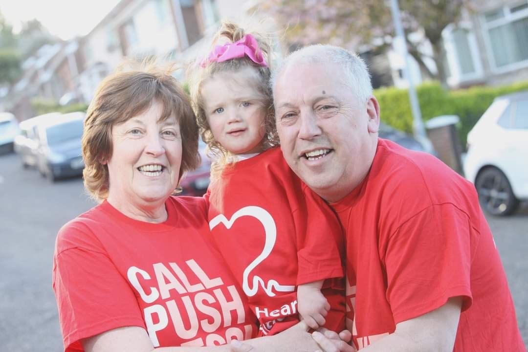 Joseph Burns’ parents Una and Joe with Joseph’s daughter Bella