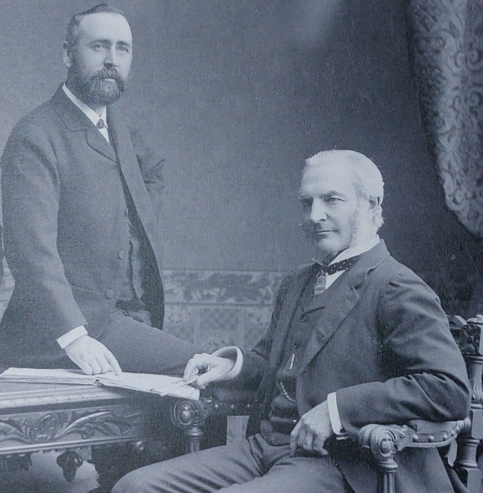 William Pirrie, left, with Edward Harland. Both men are buried in the City Cemetery