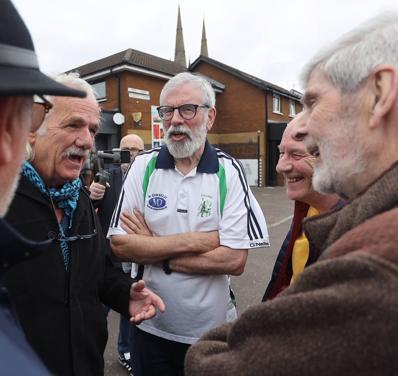 TARGETED: Danny Devenny with supporters at the International Wall