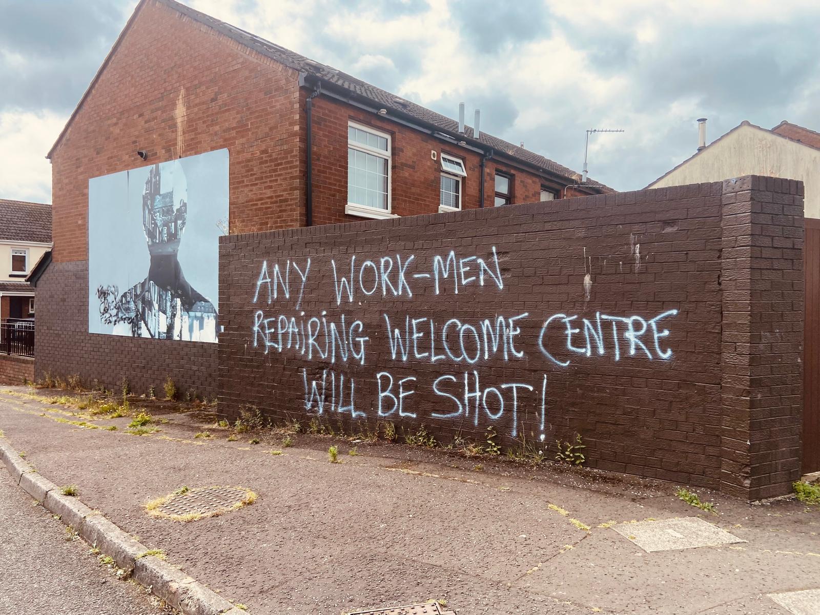 The sinister graffiti that appeared on Wednesday morning