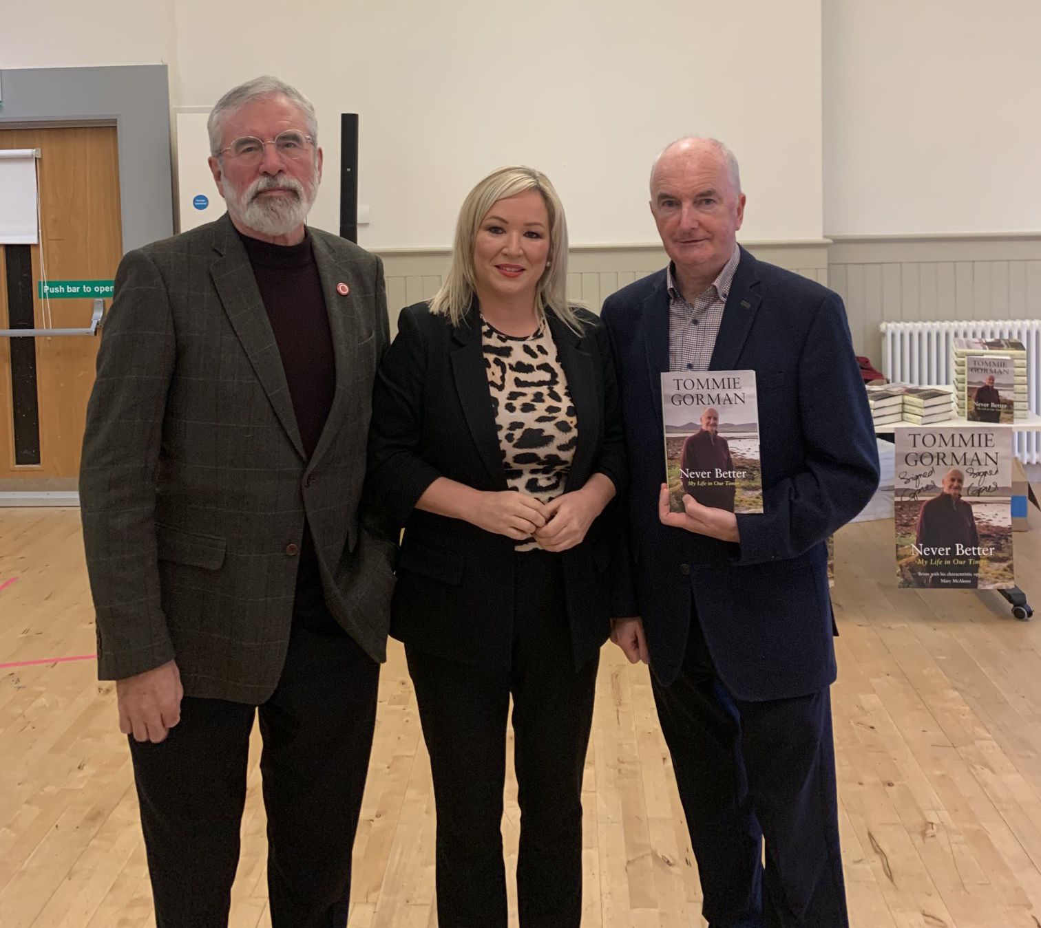 FRIENDS: Tommie Gorman with Michelle O'Neill and Gerry Adams