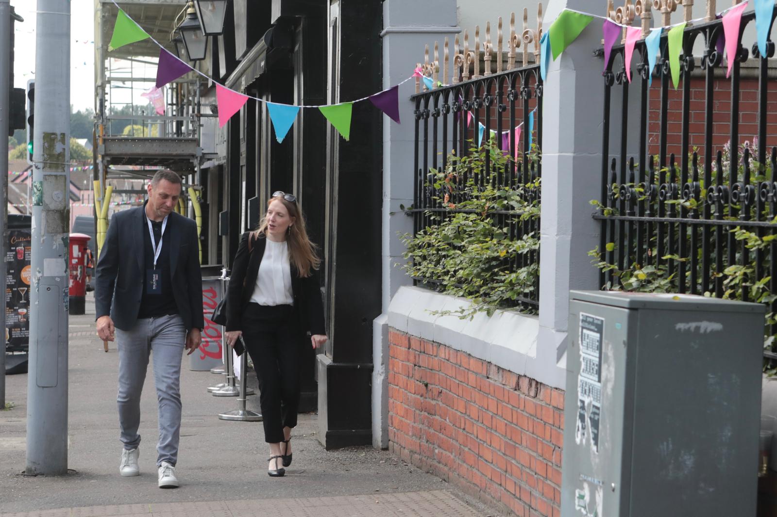 WITNESS: Pádaig Ó Muirigh and Blinne Ní Ghrálaigh before the St Mary's college lecture