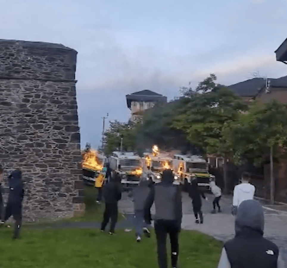 FLASHPOINT: Youths hurl petrol bombs at police after a recent Apprentice Boys parade in Derry