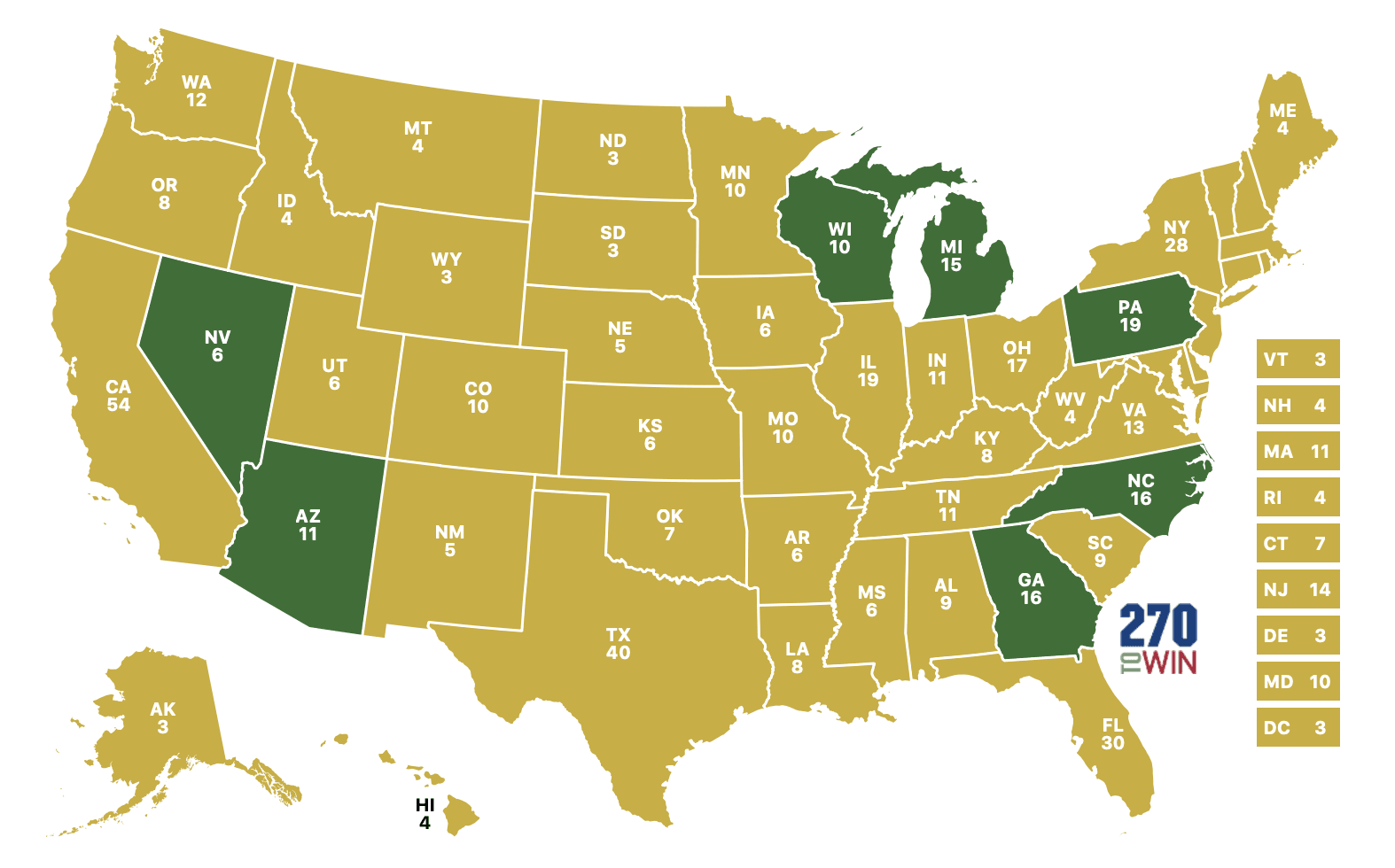 STATE OF PLAY: The 2024 Electoral College elector count map