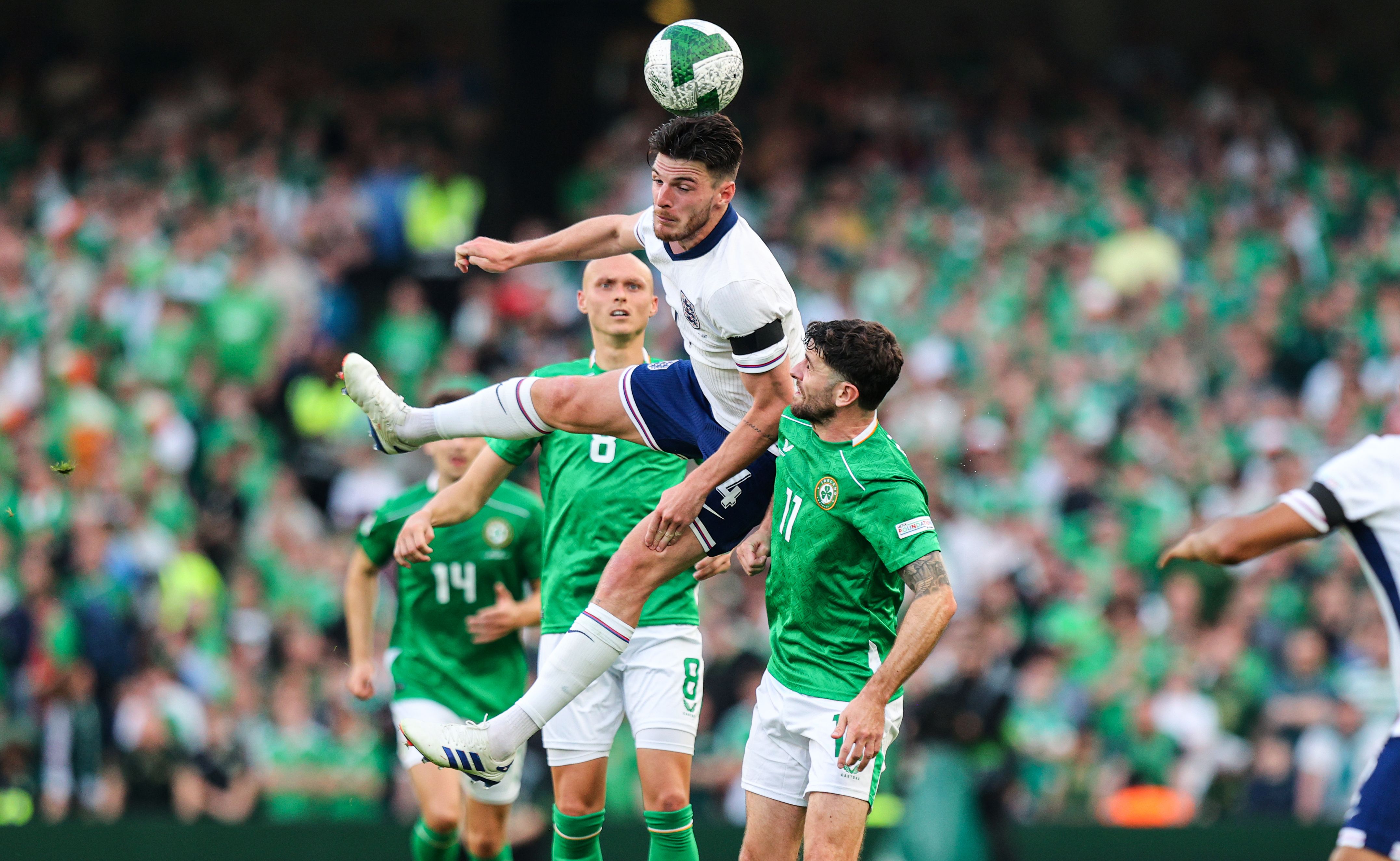 SICKENER: Former Irish international Declan Rice scored the opener against Ireland to silence the Aviva crowd