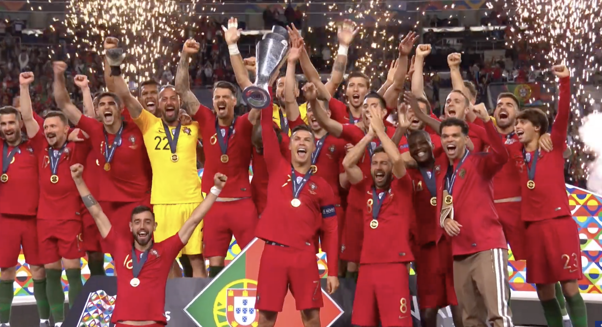 PARABENS! Portugal celebrate after becoming the inaugural Nations League champions in June 2019