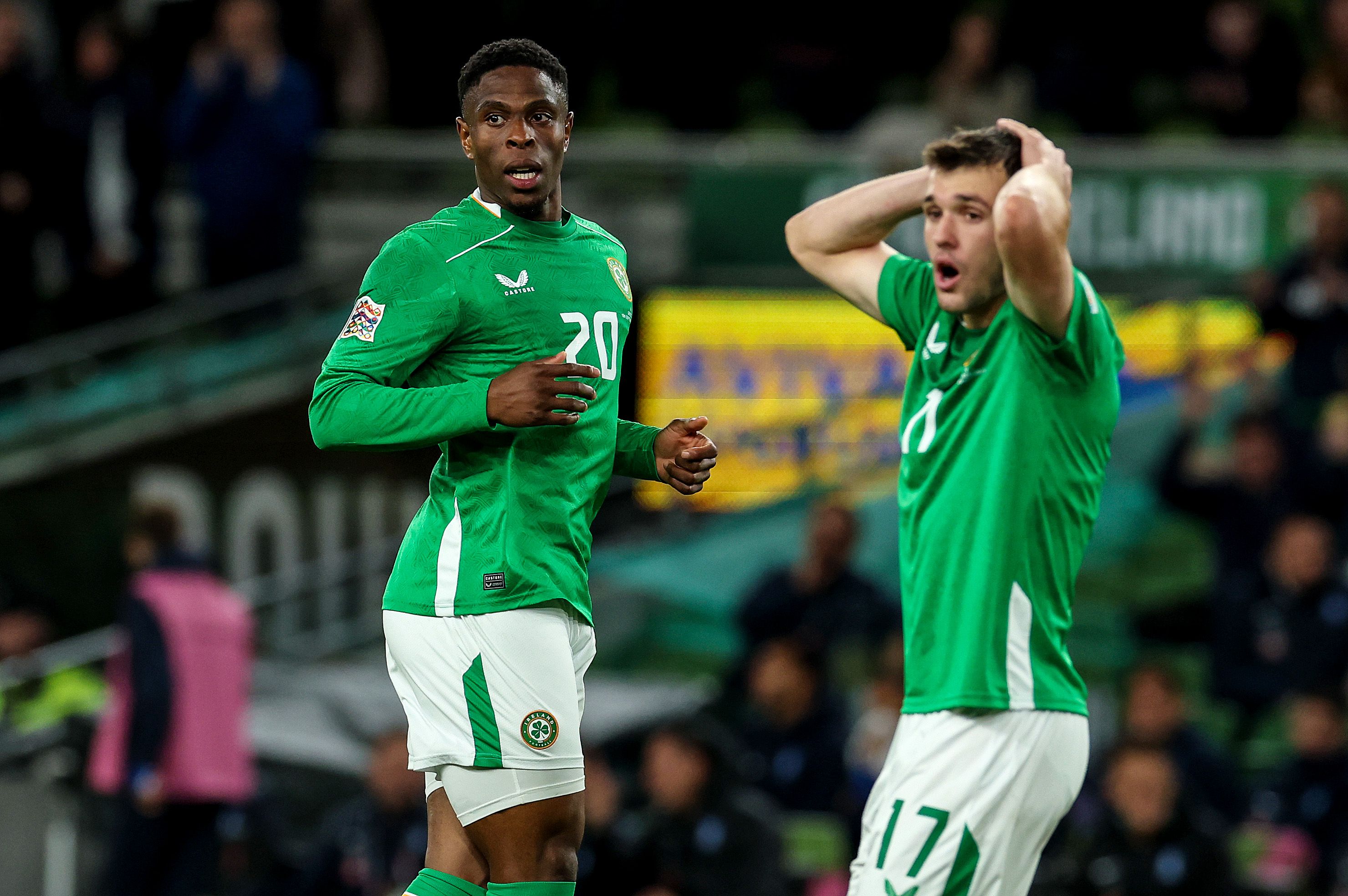 Chiedozie Ogbene reacts to his goal being ruled out for offside 