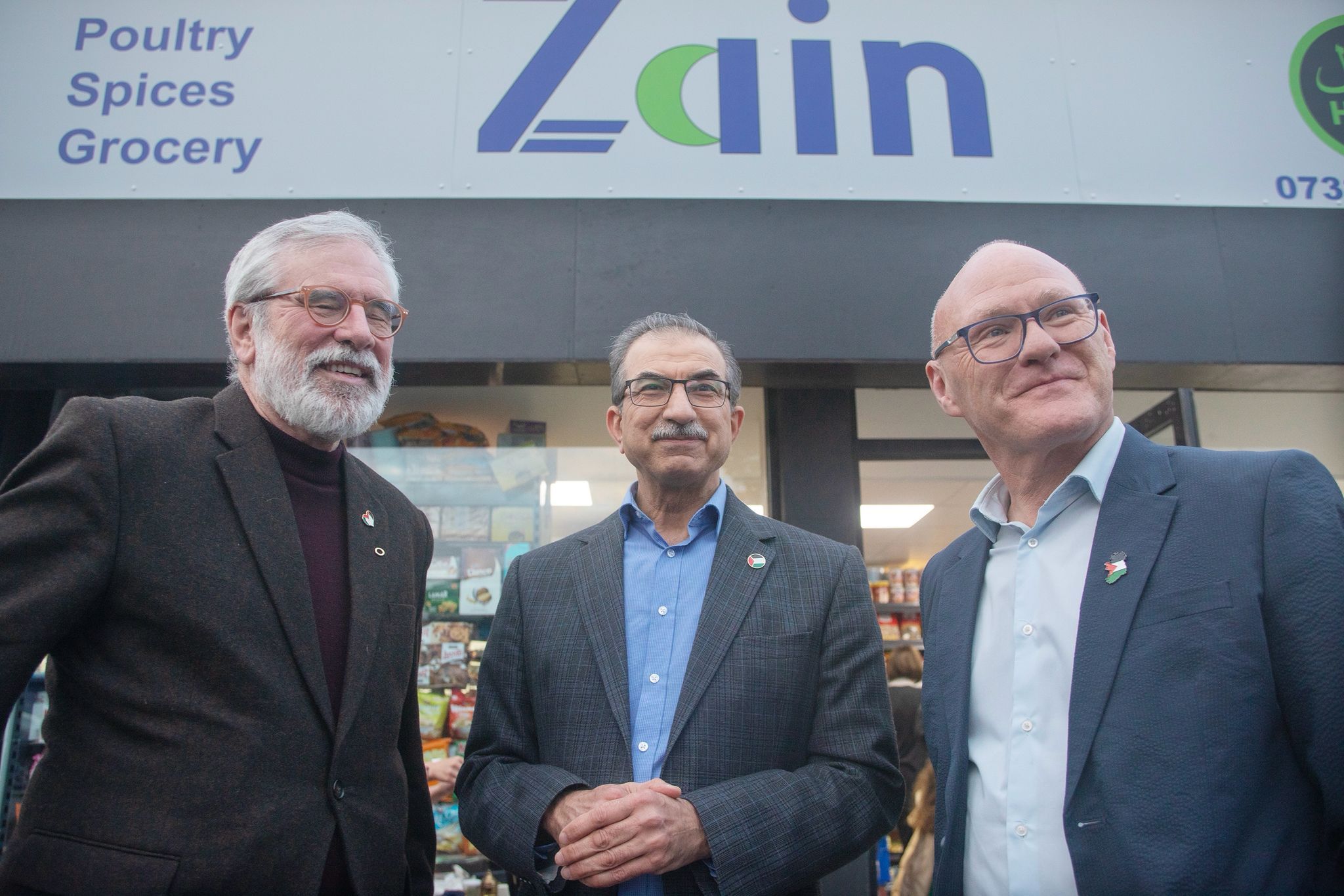 Gerry Adams, Raied Al-Wazzan and Paul Maskey MP