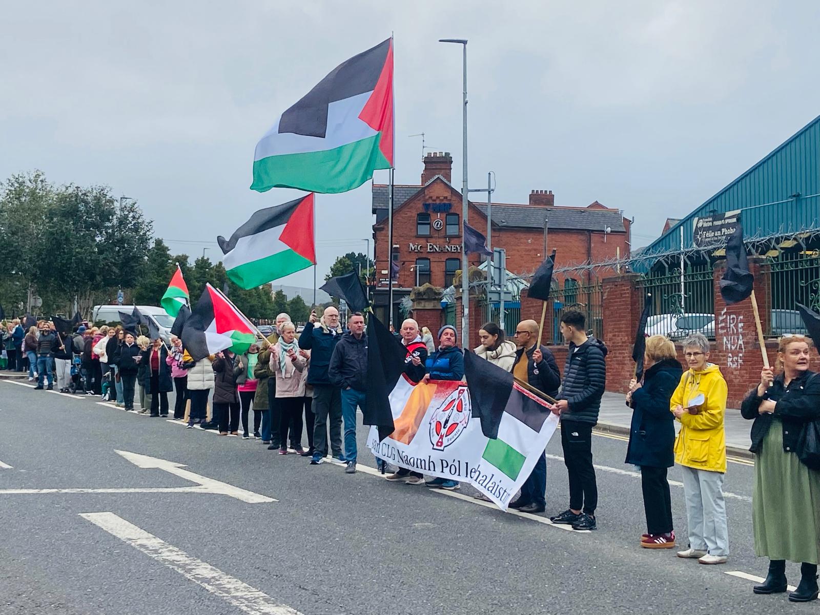 Part of the demonstration outside Milltown Cemetery