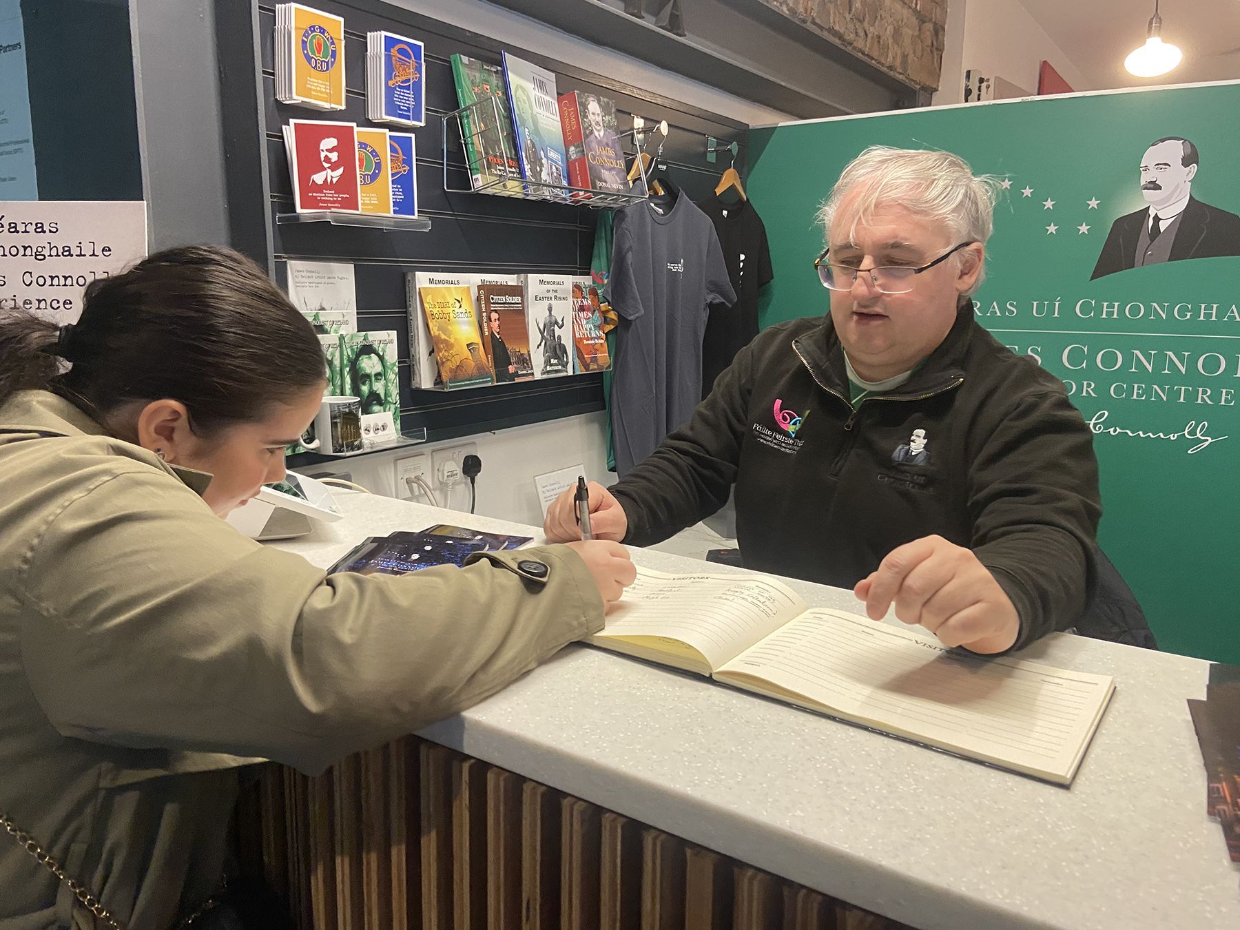 Seán Quinn ensures all visitors sign the guestbook