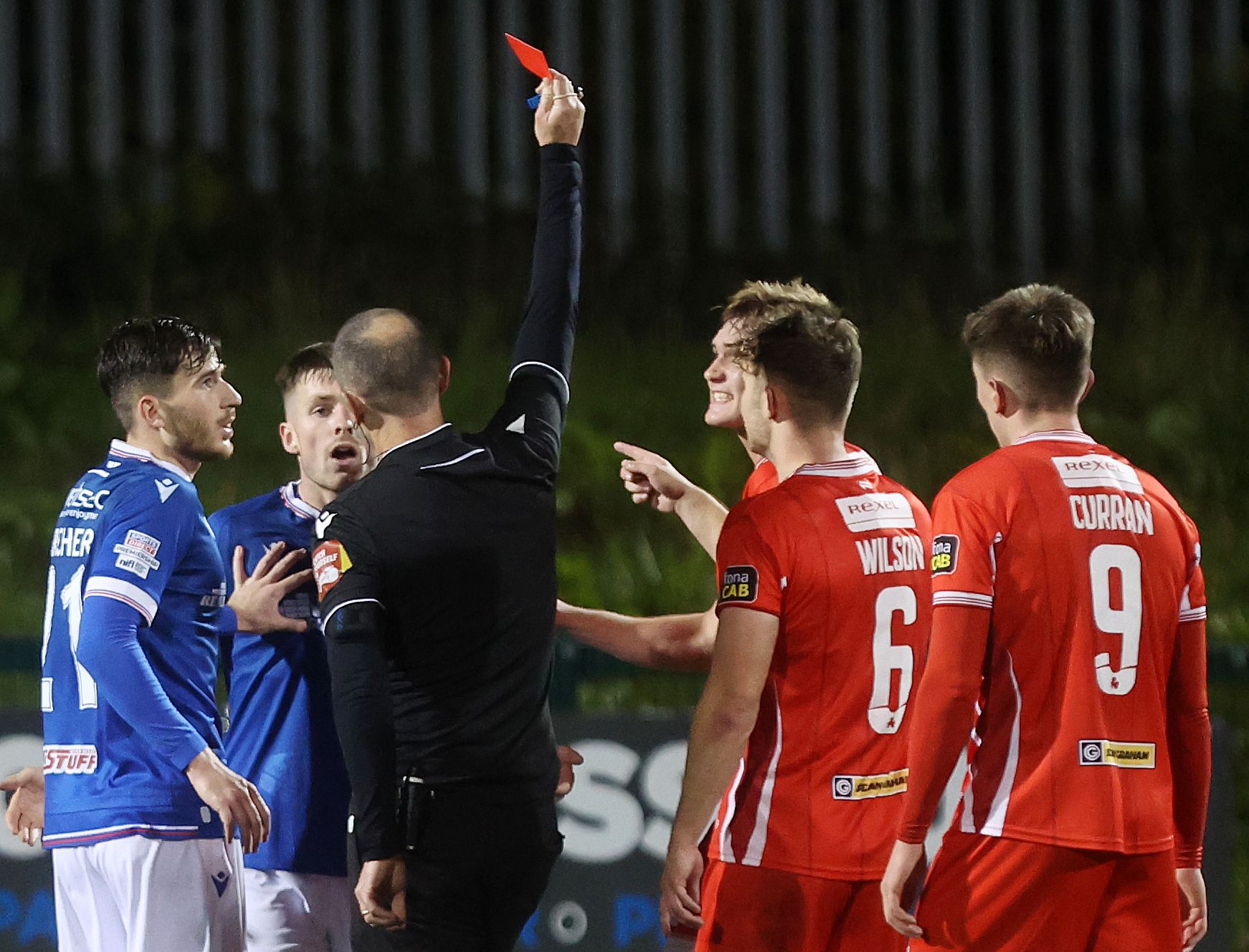 Christopher McKee was shown a red card for Linfield